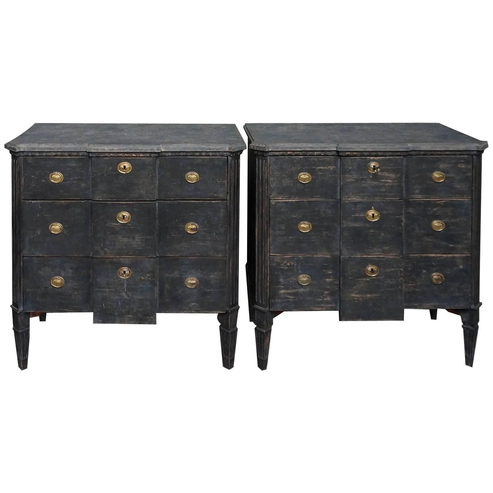 Pair of Swedish Block Front Chests