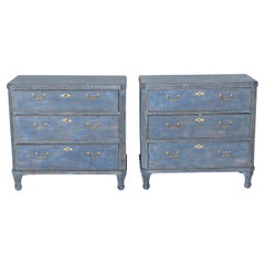 Pair of Swedish Blue Painted Chests of Drawers, circa 1870