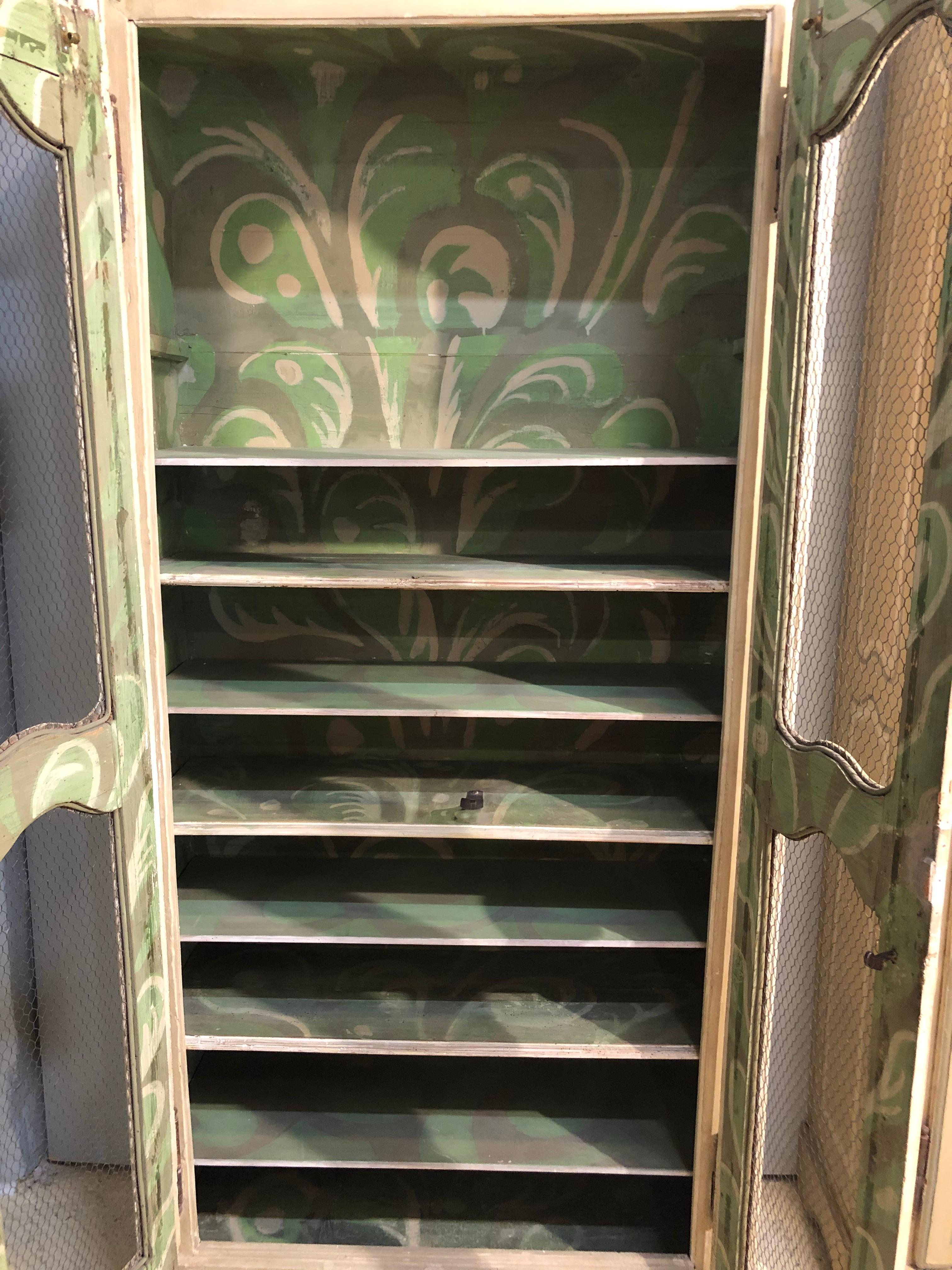 Pair of Continental Bookcase Cabinets Original Paint Decorated 8
