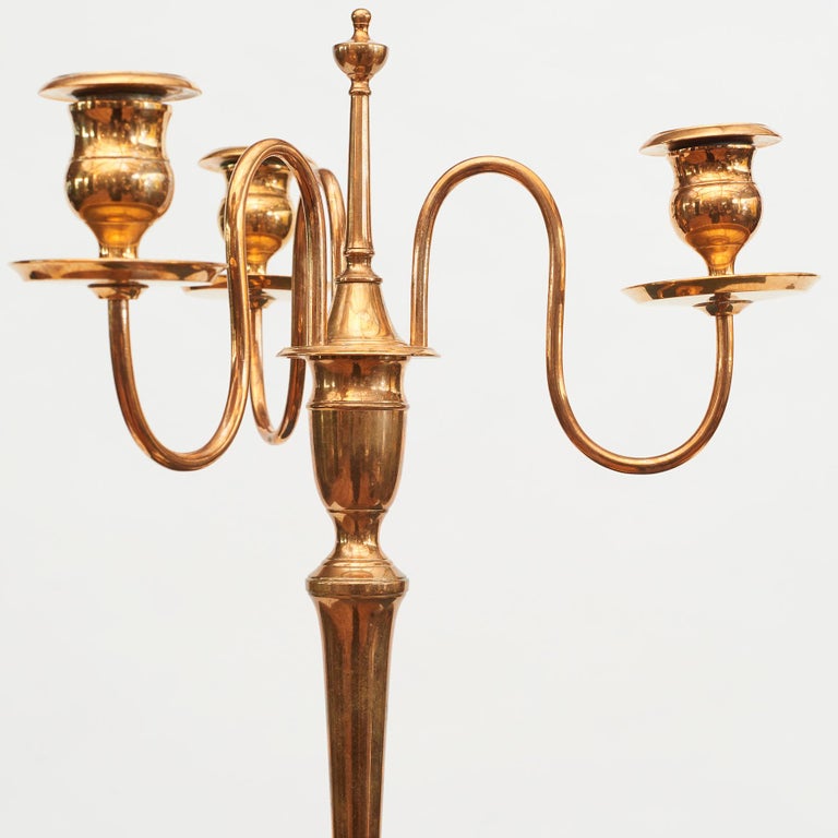 Pair of Swedish Brass Candelabra from Skultuna at 1stDibs