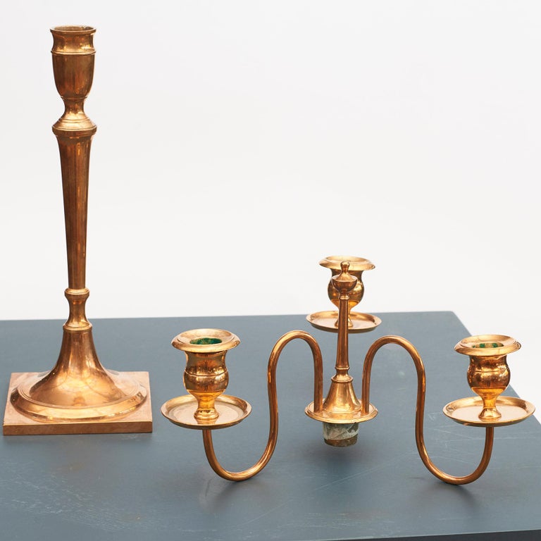 Pair of Swedish Brass Candelabra from Skultuna at 1stDibs