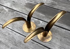 Pair of Swedish Brass Candleholders by Ivar Alenius Bjork for Ystad Metal.