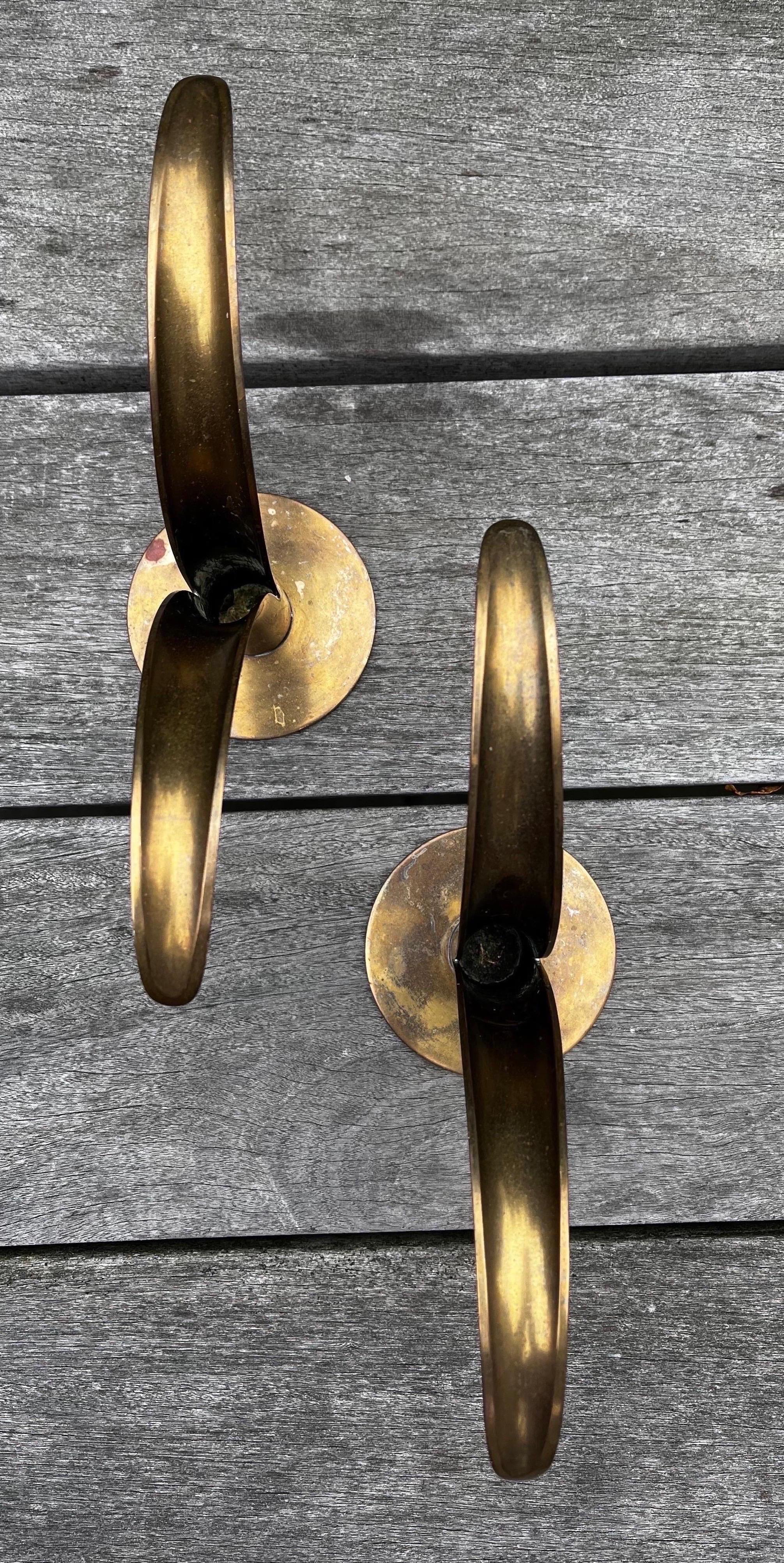Pair of Swedish Brass Candleholders by Ivar Alenius Bjork for Ystad Metal.  For Sale 2