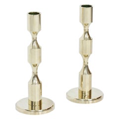 Pair of Swedish Brass Candlesticks by Gusum