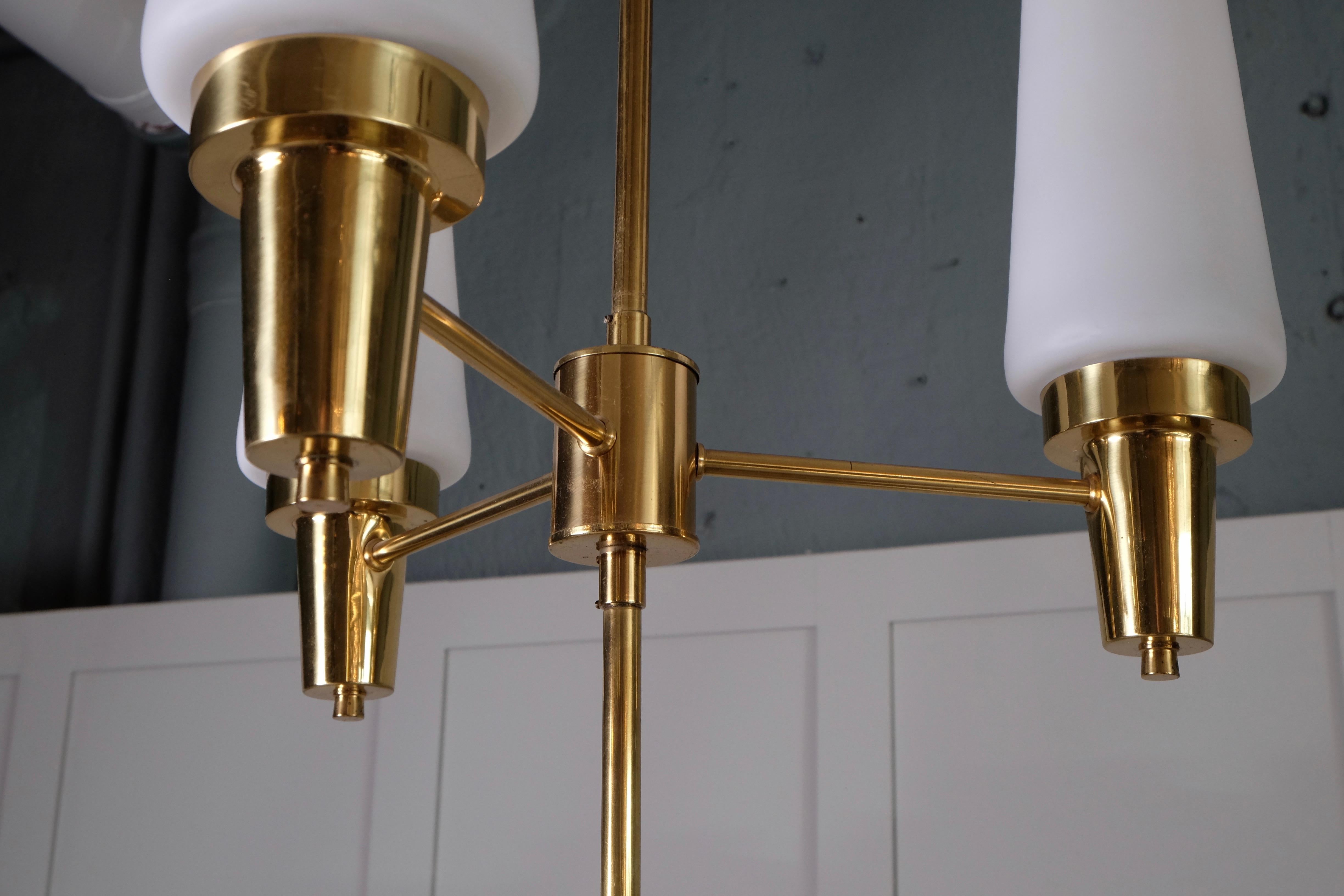 Pair of Swedish Brass Chandeliers, 1950s For Sale 5