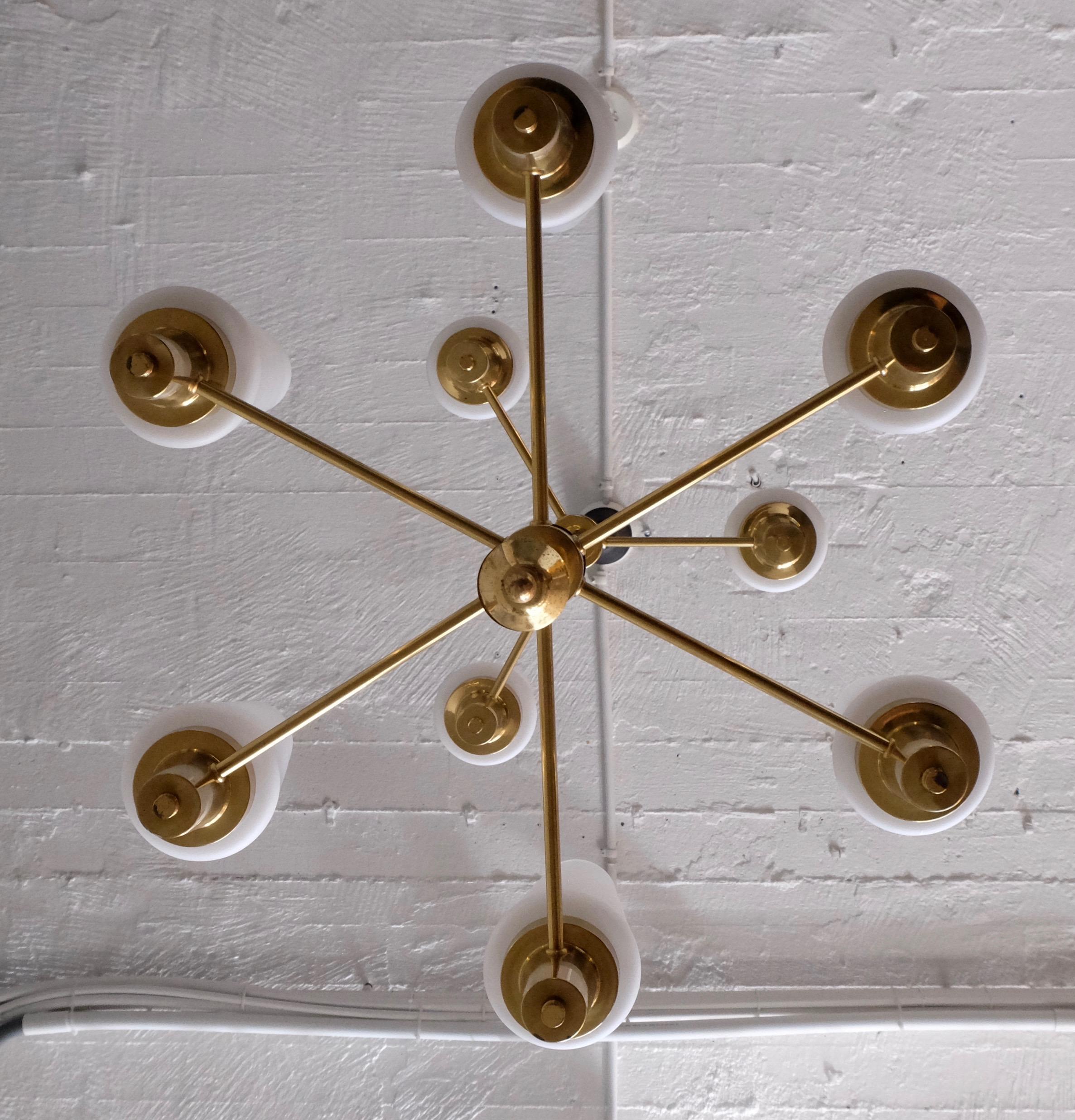 Pair of Swedish Brass Chandeliers, 1950s For Sale 6