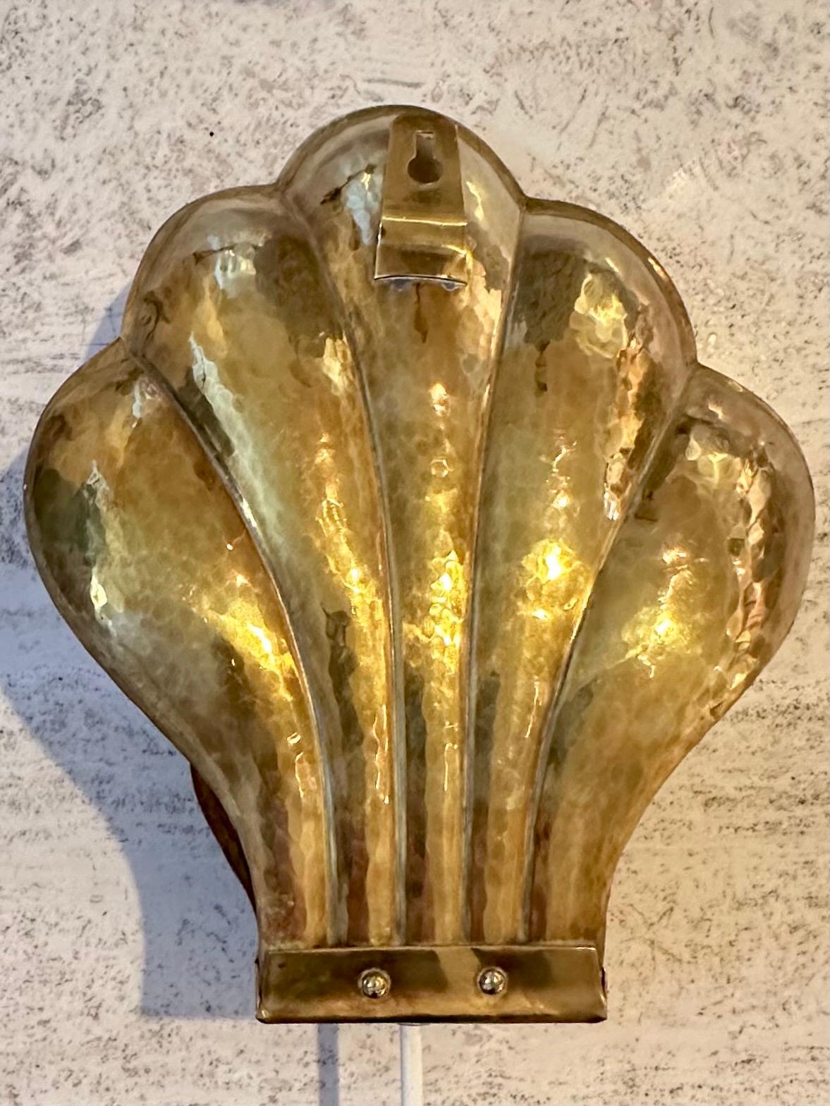 Pair of Swedish Brass Clam Wall Sconces in the Manner of Lars Holmström, Arvika 10