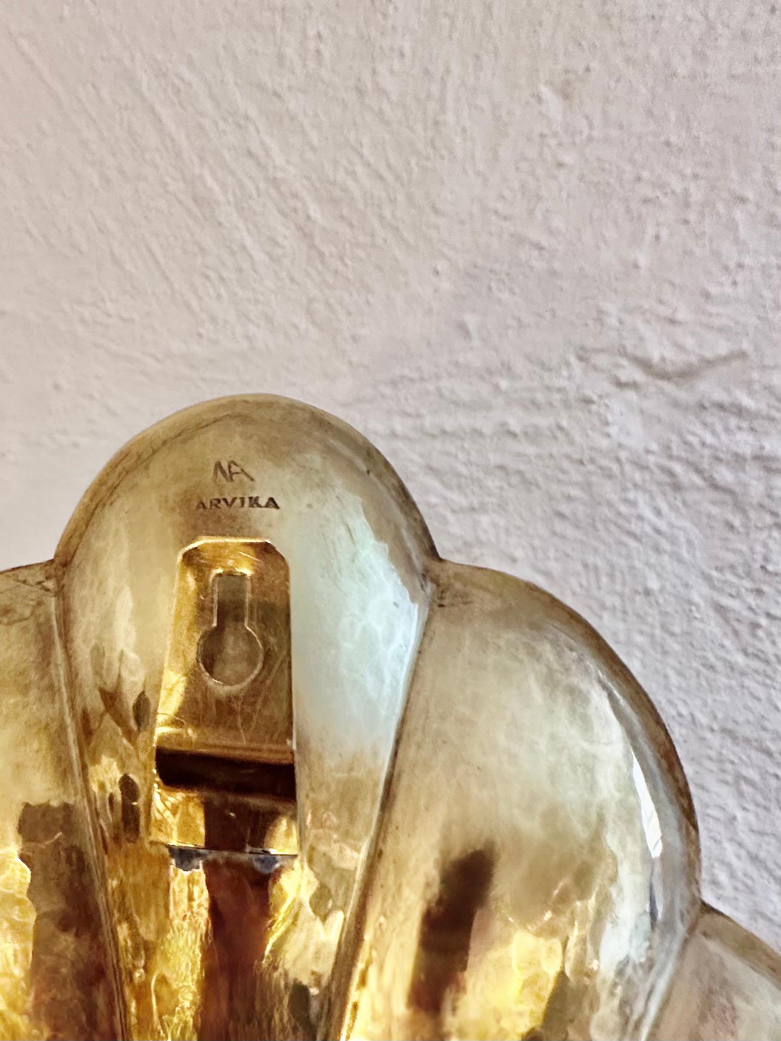 Pair of Swedish Brass Clam Wall Sconces in the Manner of Lars Holmström, Arvika 11