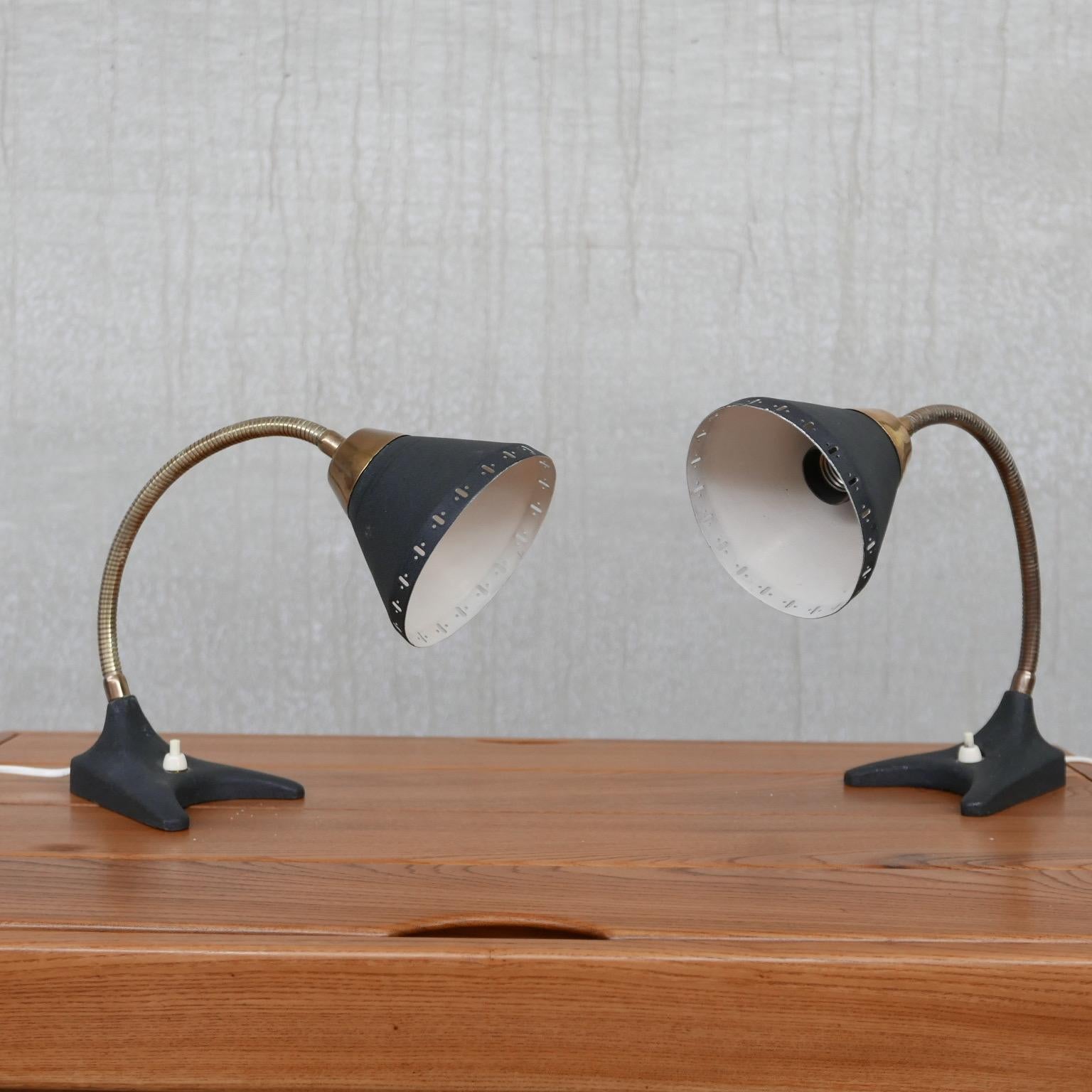 Mid-Century Modern Pair of Swedish Brass Mid-Century Table Lamps For Sale