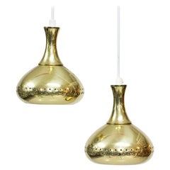 Pair of Swedish Brass Pendant Lamps, 1960s