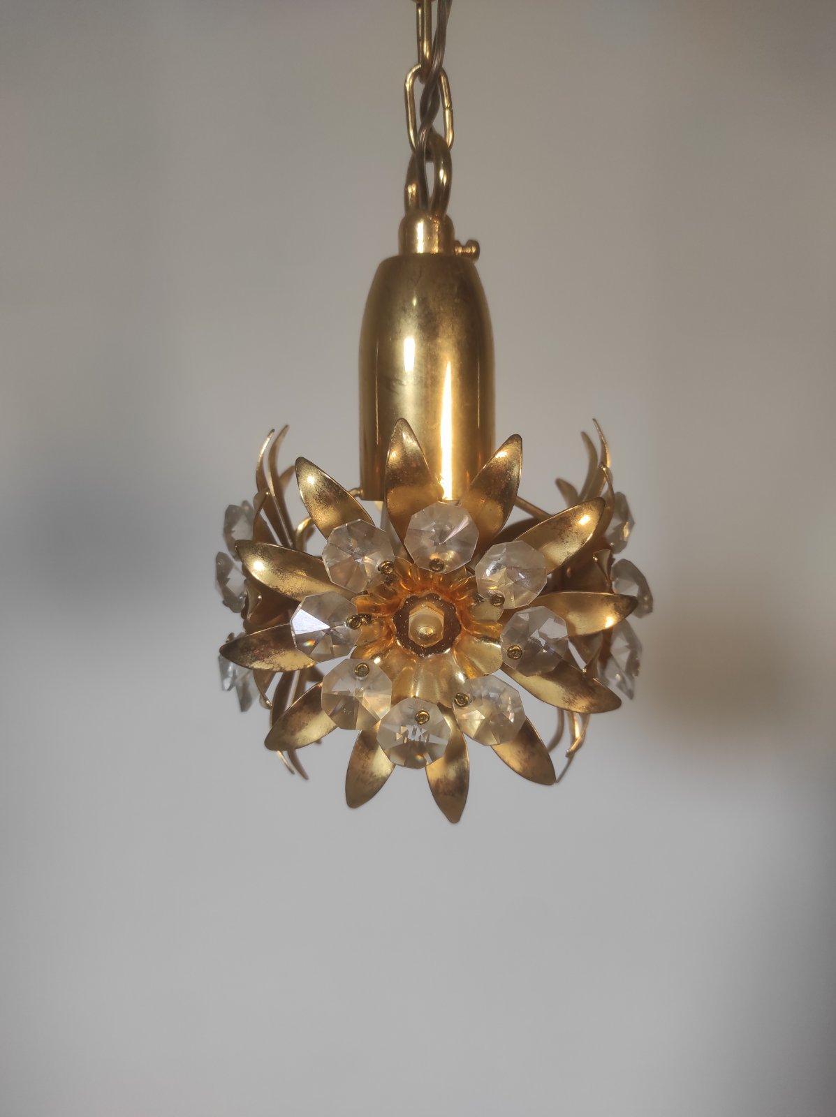 Mid-20th Century Pair of Swedish brass plated Floral Pendant  For Sale
