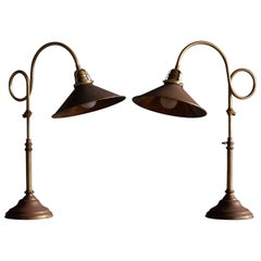 Pair of Swedish Brass Table Lamps, 1960s