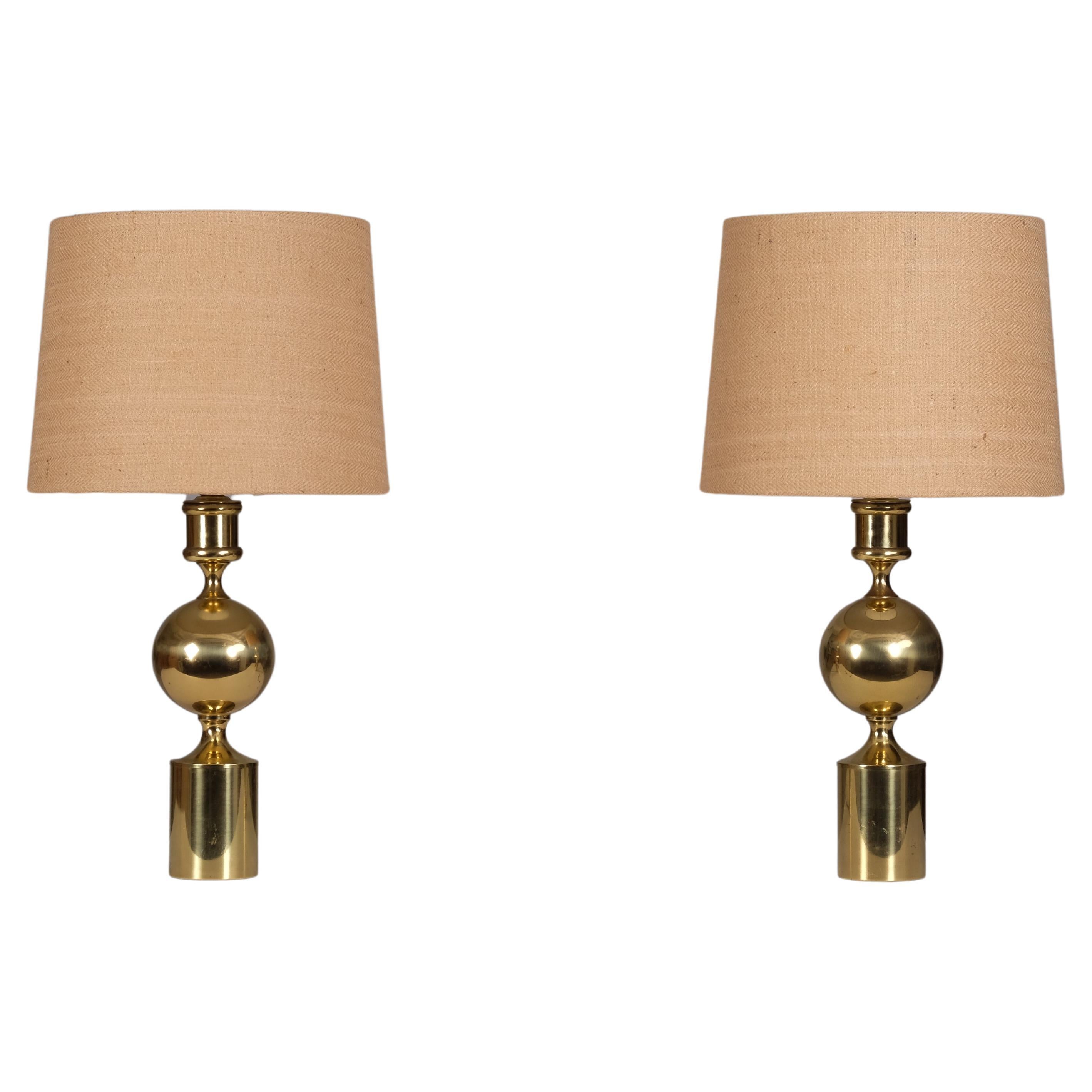 Pair of Swedish Brass Table Lamps, 1960s