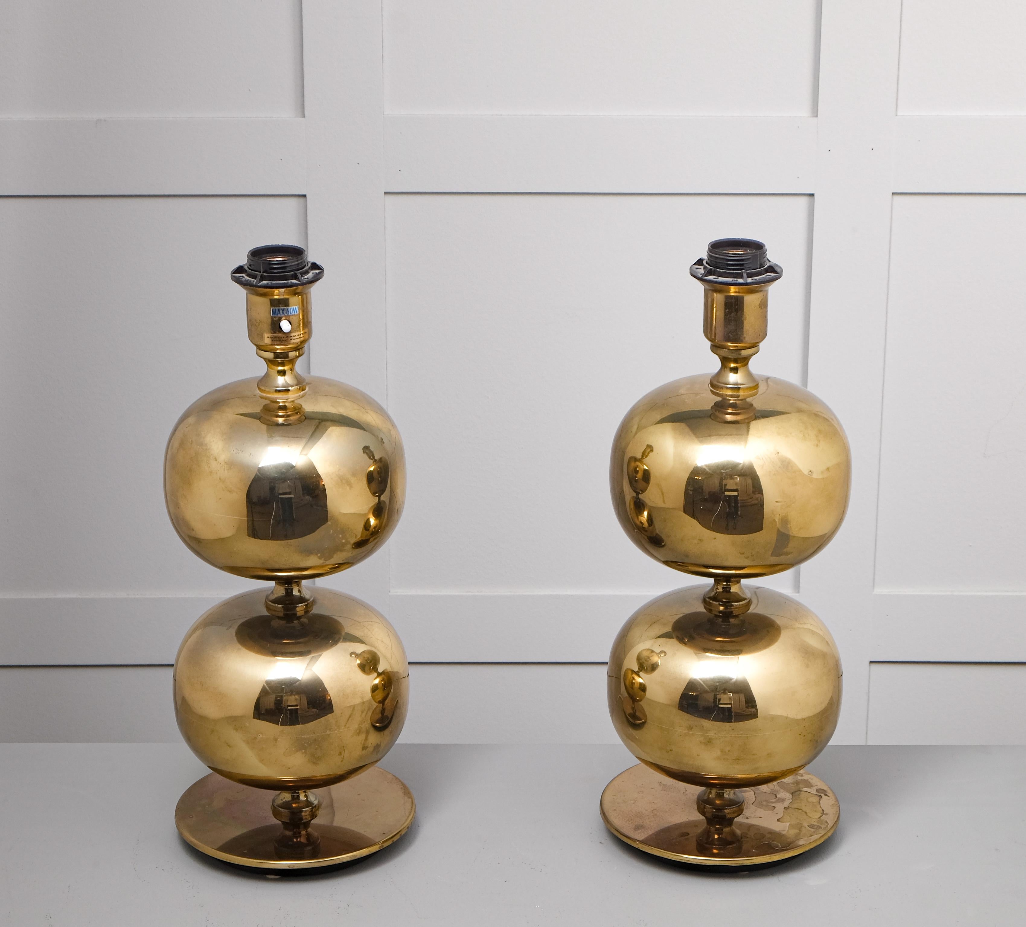 Pair of Swedish Brass Table Lamps, AB Stilarmatur, Tranås, 1960s For Sale 1