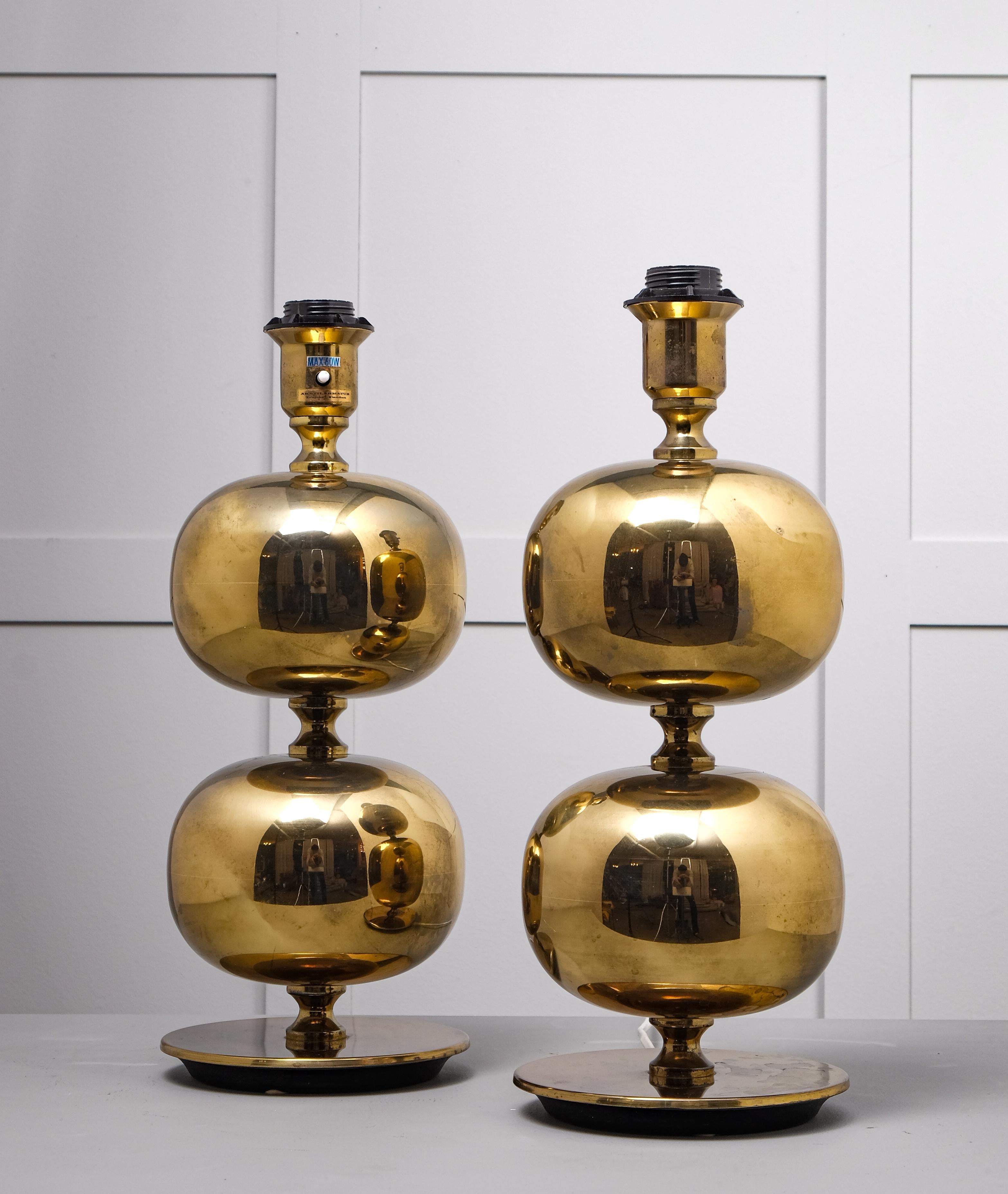 Pair of Swedish Brass Table Lamps, AB Stilarmatur, Tranås, 1960s For Sale 3