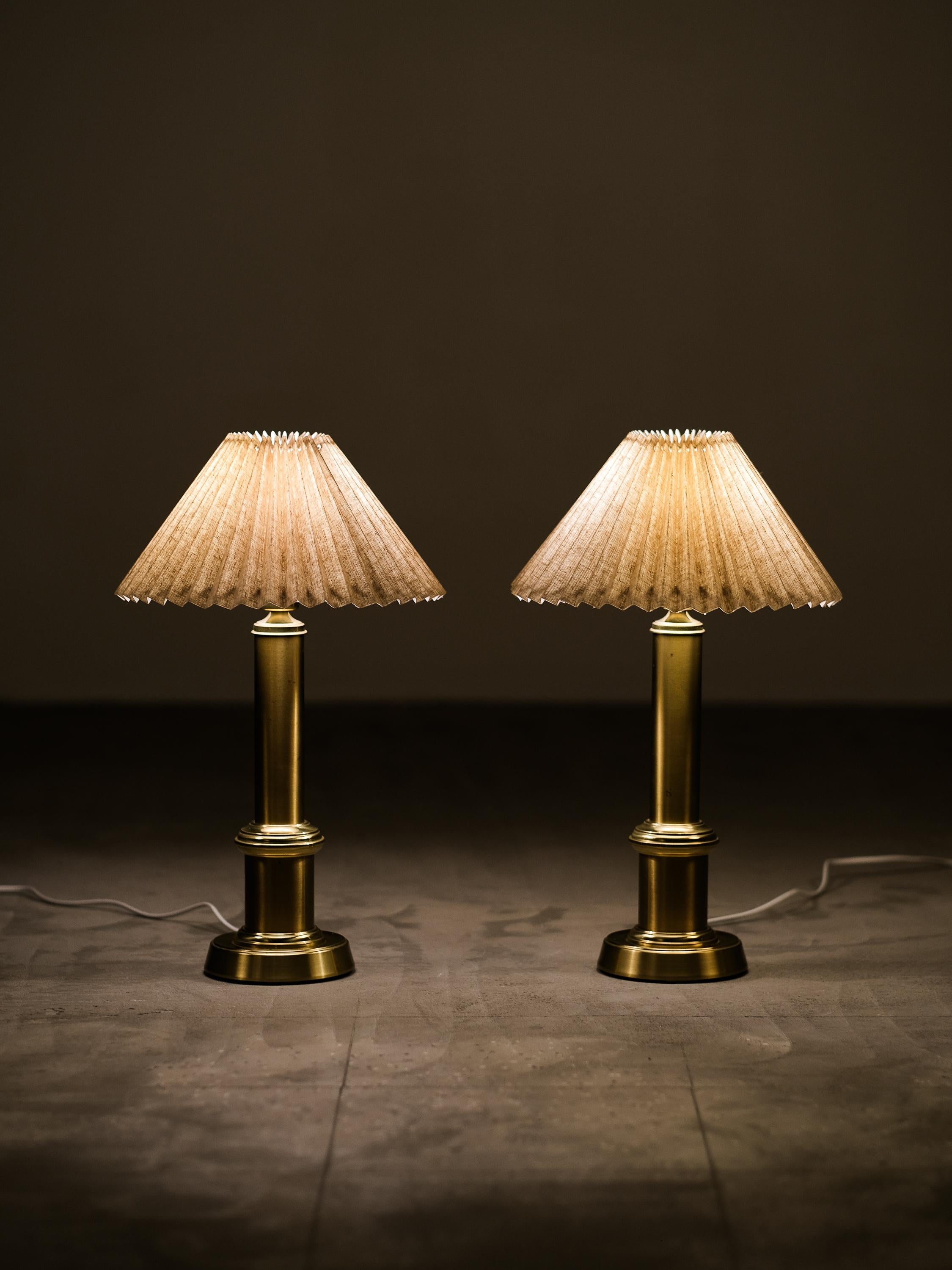 Pair of Swedish Brass Table Lamps by Ewå Värnamo, 1960s 9