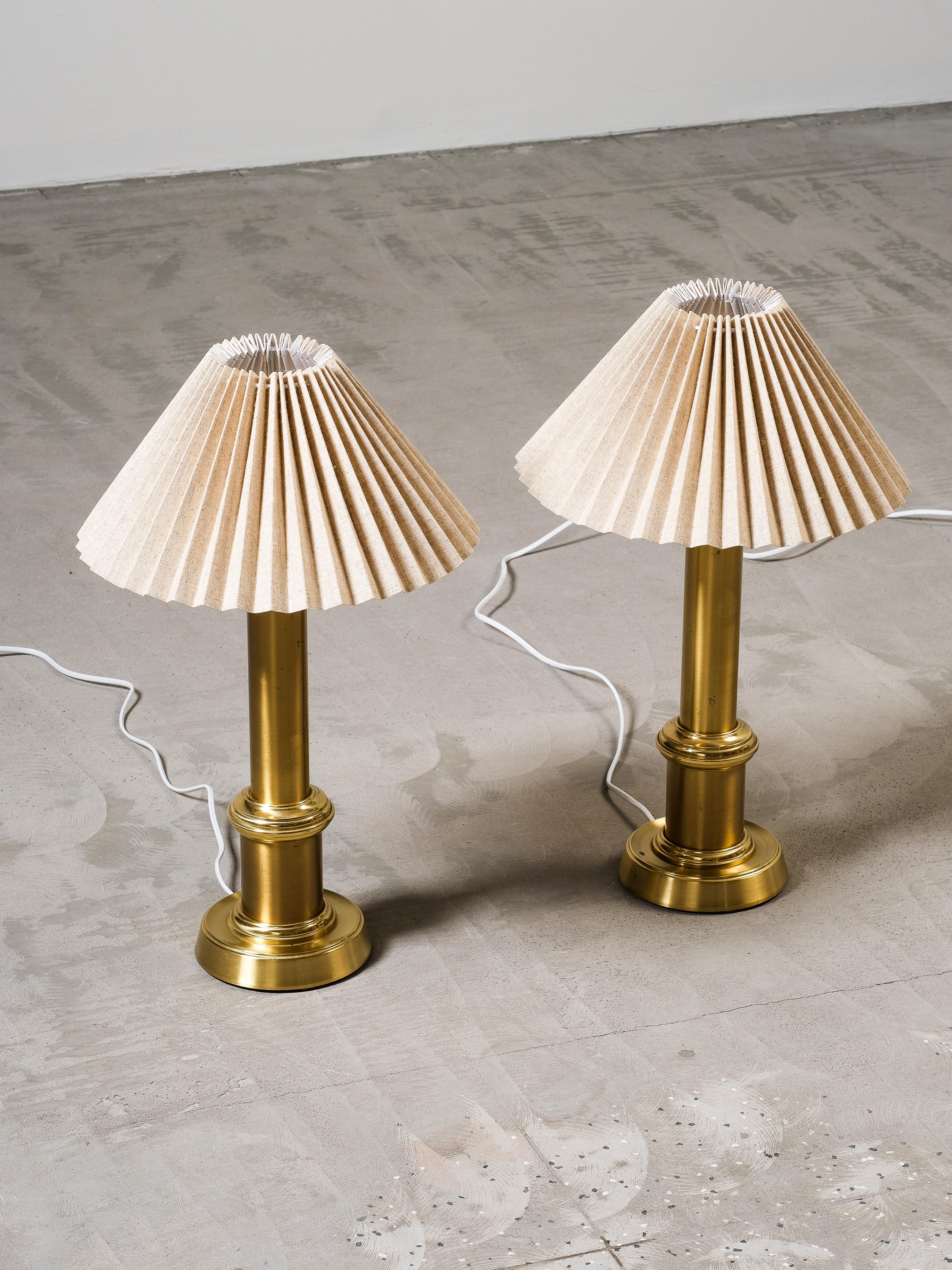 Scandinavian Modern Pair of Swedish Brass Table Lamps by Ewå Värnamo, 1960s