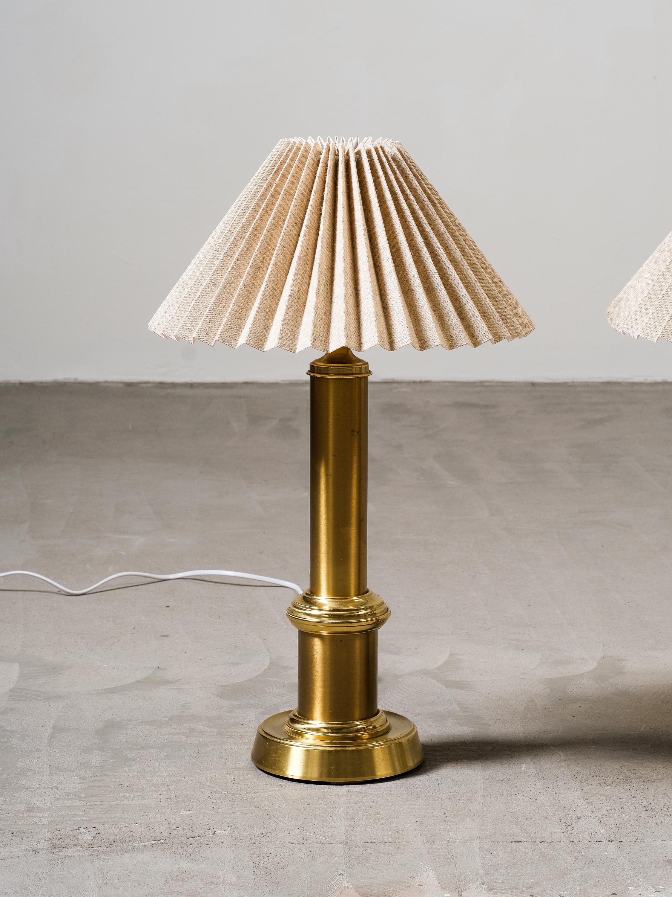 Mid-20th Century Pair of Swedish Brass Table Lamps by Ewå Värnamo, 1960s
