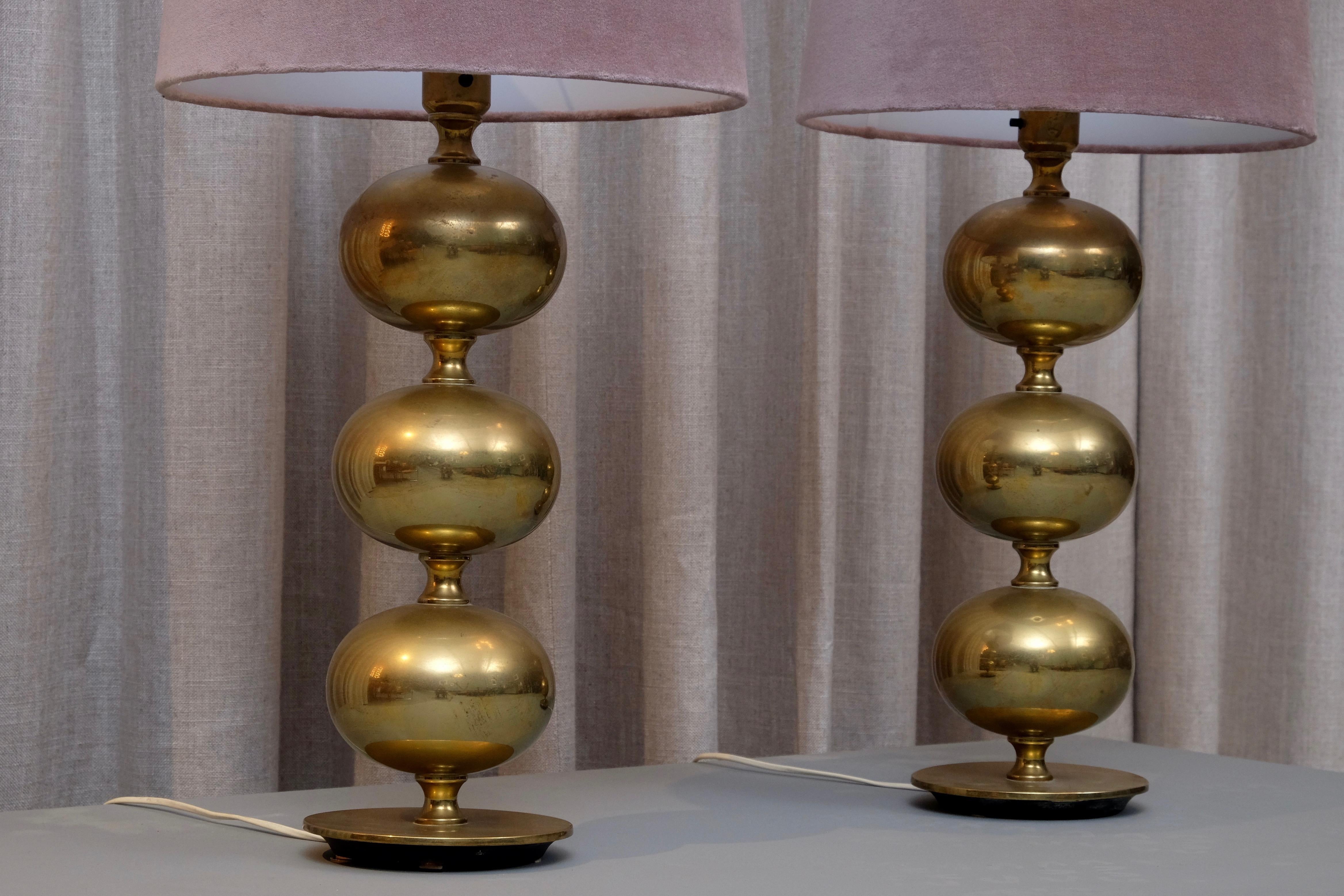Scandinavian Modern Pair of Swedish Brass Table Lamps by Tranås Stilarmatur, 1960s