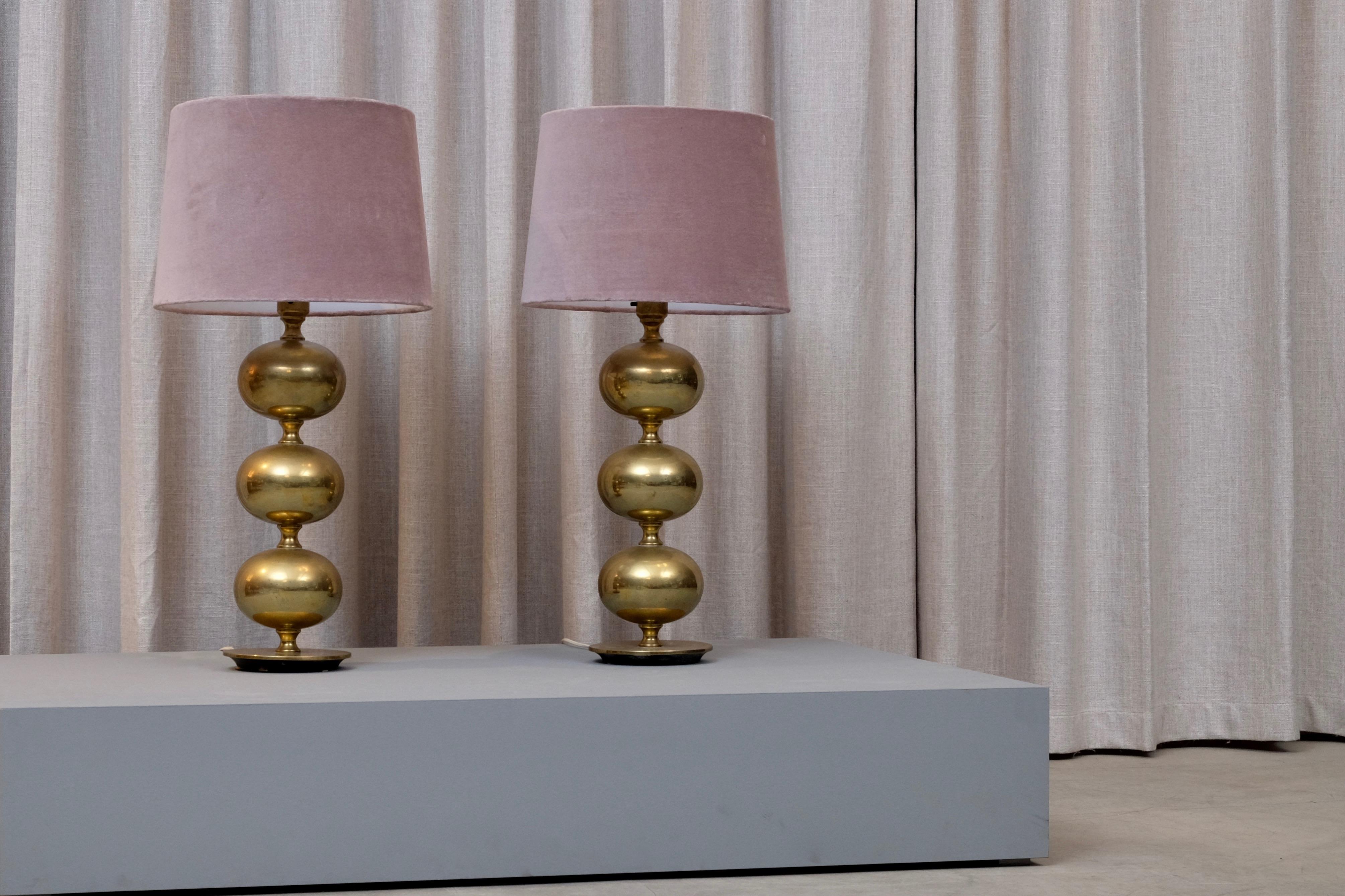 Pair of Swedish Brass Table Lamps by Tranås Stilarmatur, 1960s In Good Condition In Stockholm, SE