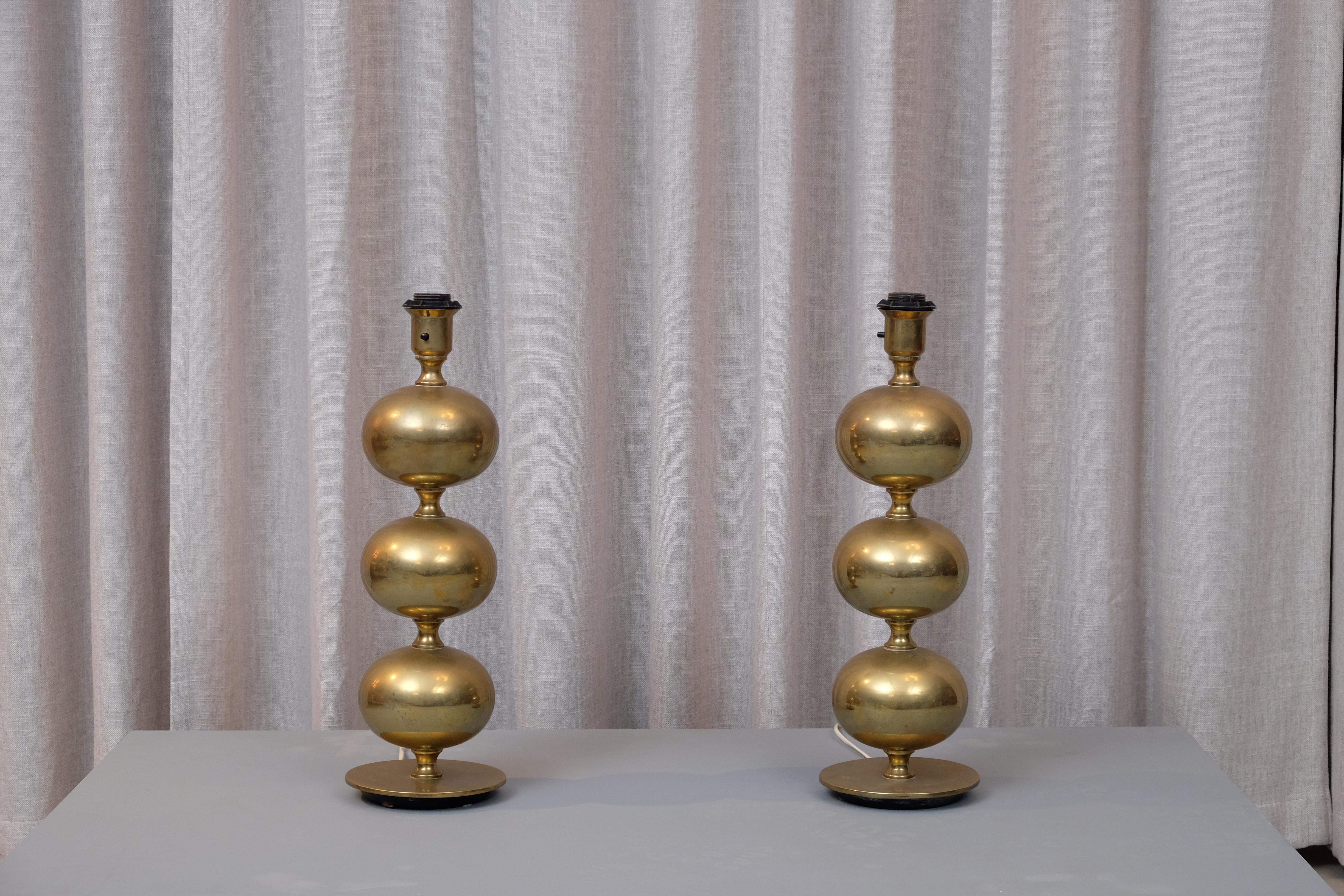 Pair of Swedish Brass Table Lamps by Tranås Stilarmatur, 1960s 2