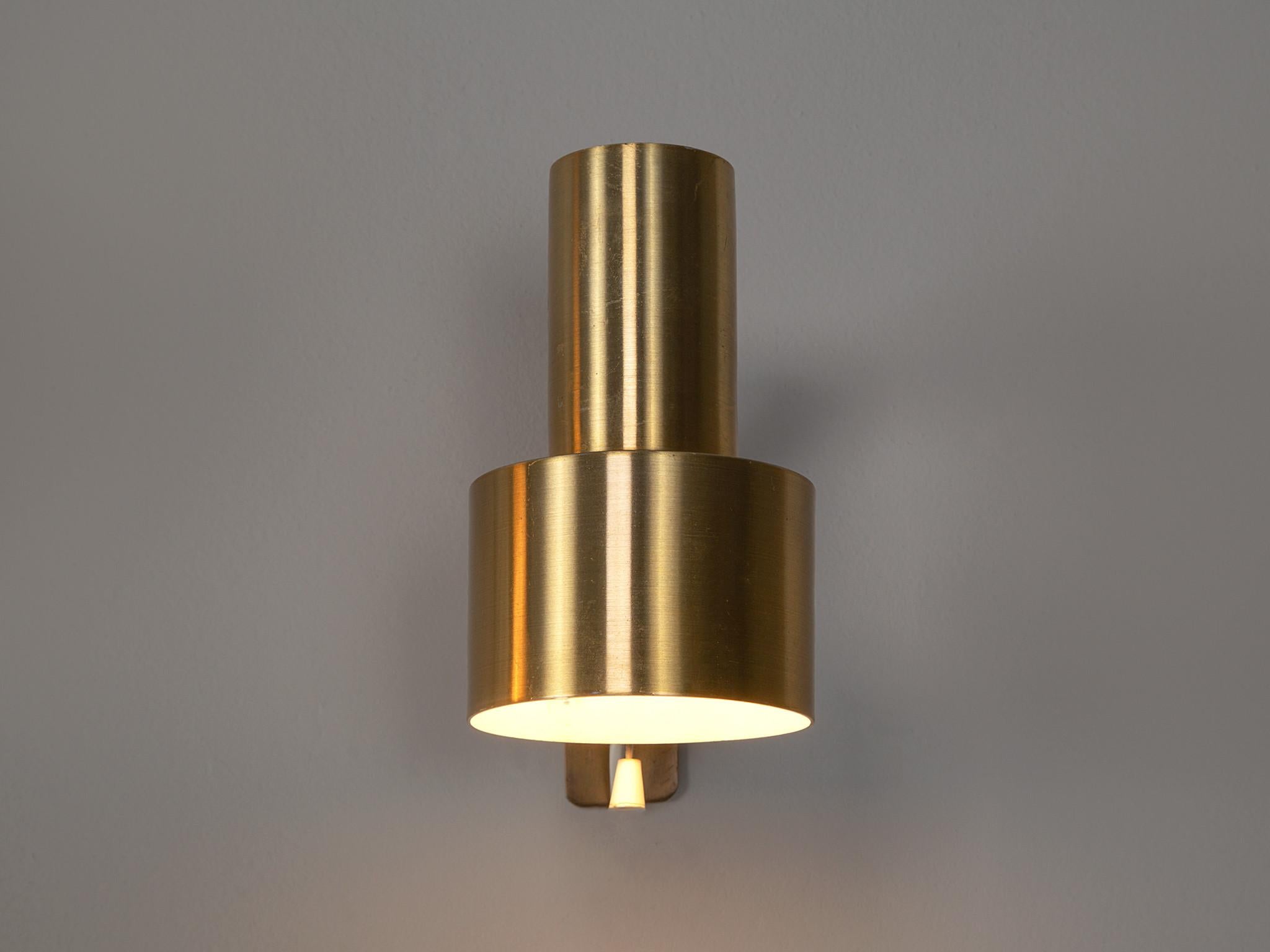 Scandinavian Modern Pair of Swedish Brass Wall Lights  For Sale