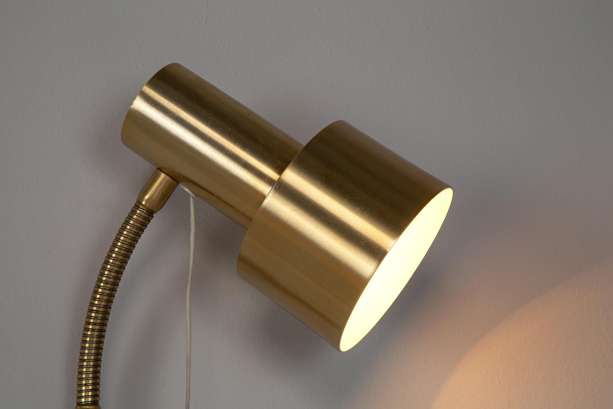 Mid-20th Century Pair of Swedish Brass Wall Lights  For Sale