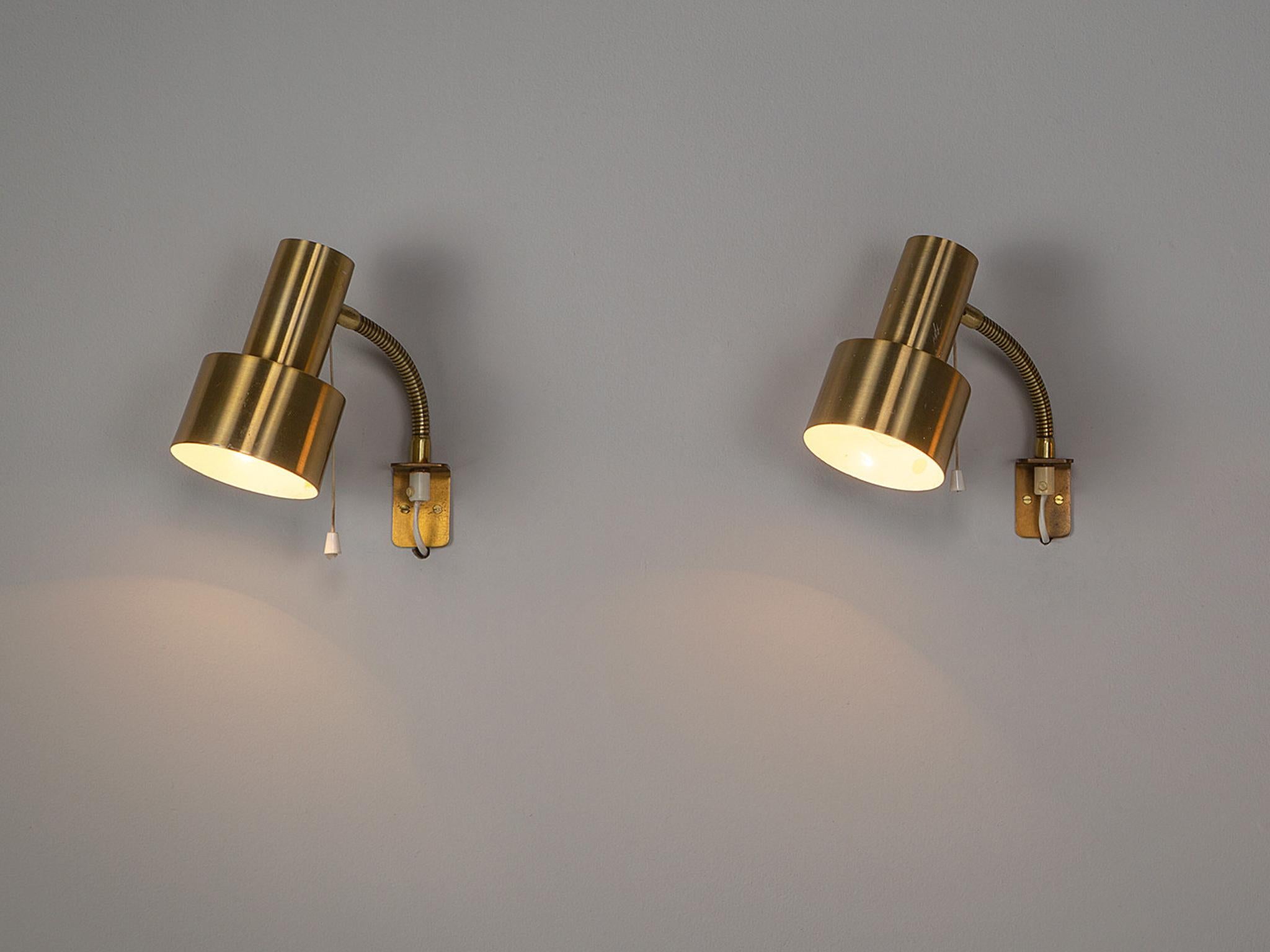 Pair of Swedish Brass Wall Lights  For Sale 1