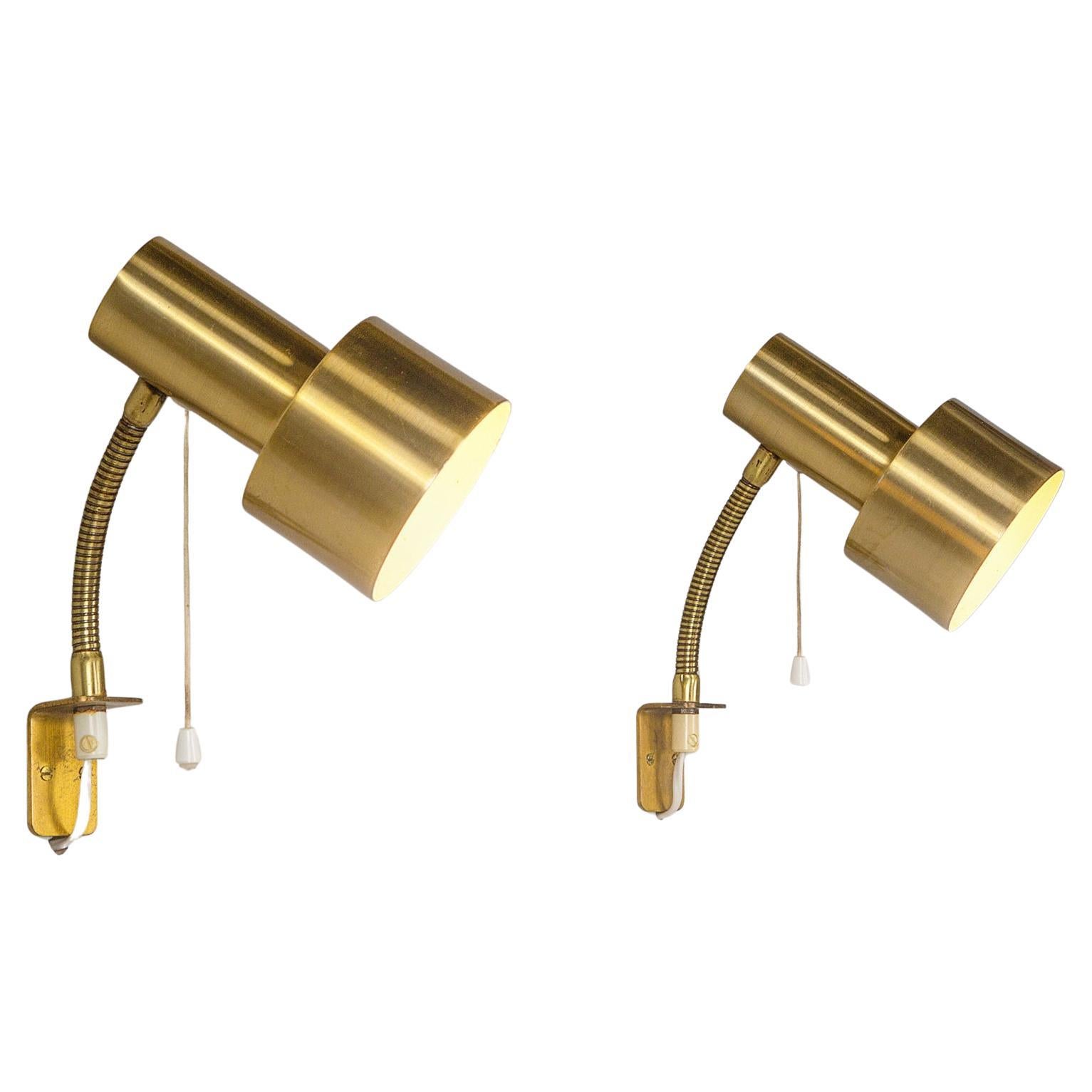Pair of Swedish Brass Wall Lights  For Sale