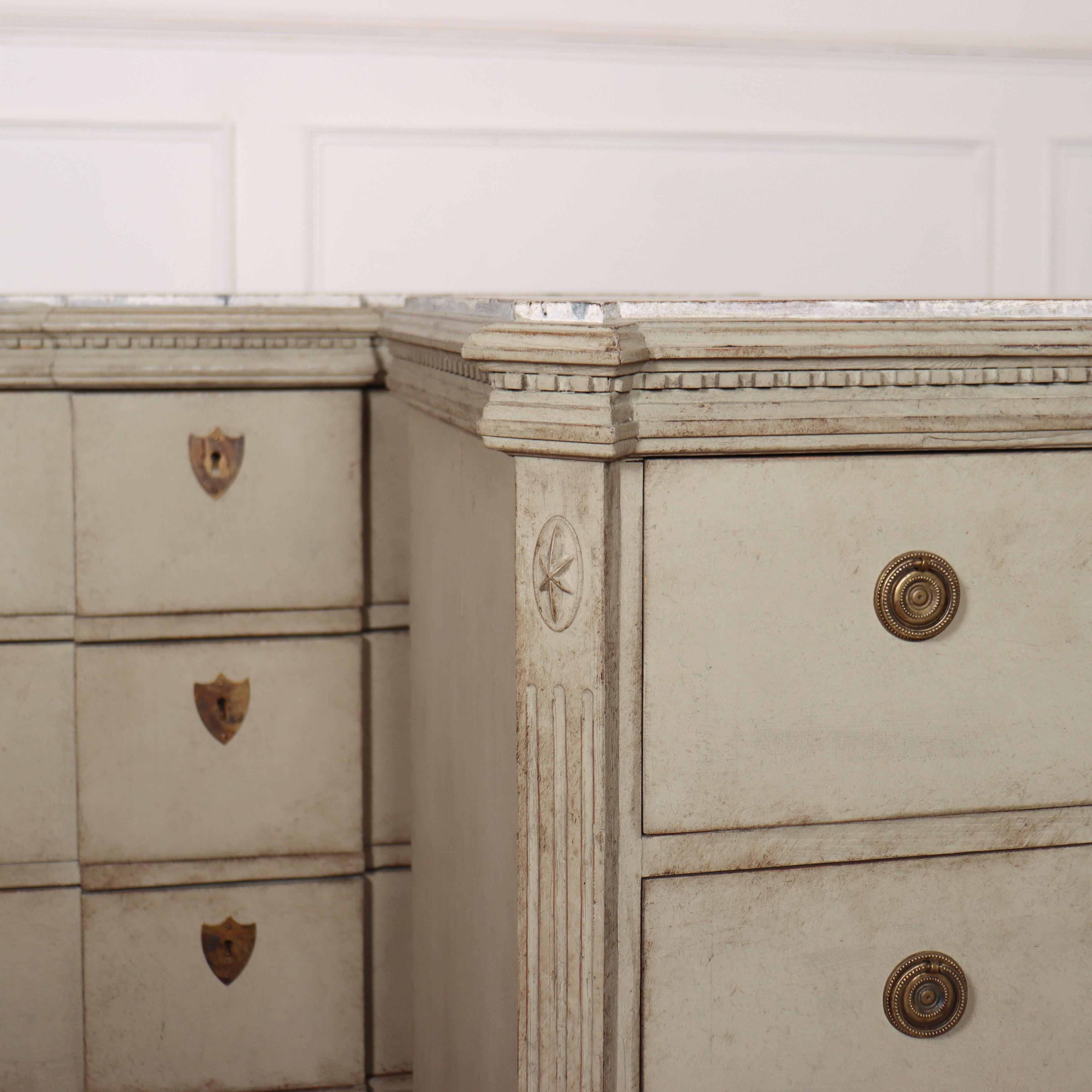 Painted Pair of Swedish Breakfront Commodes For Sale