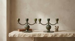 Pair of Swedish Bronze Candelabras by GAB - 1930's