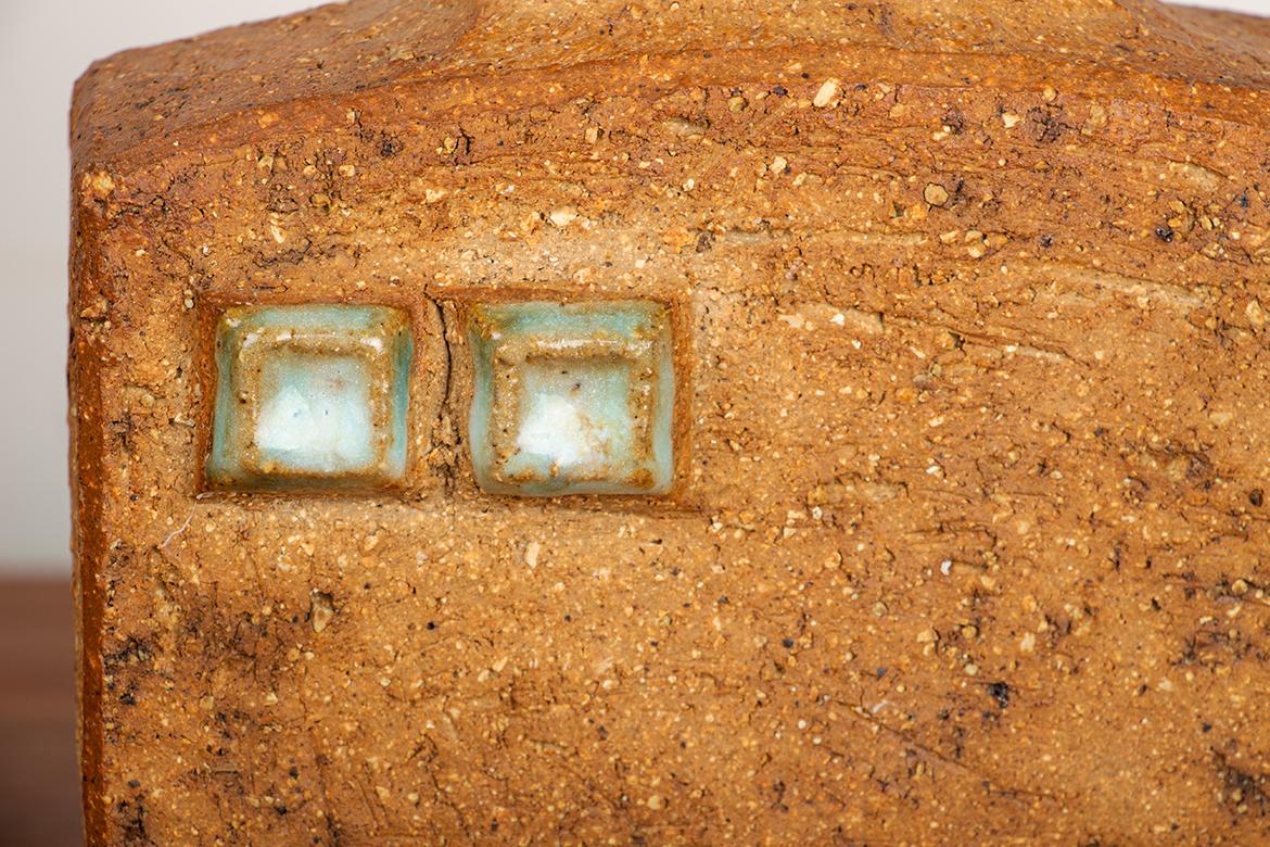 Paar schwedische Steinzeugvasen im Brutalismus mit glasiertem Kragen Curt Magnus Addin im Angebot 2
