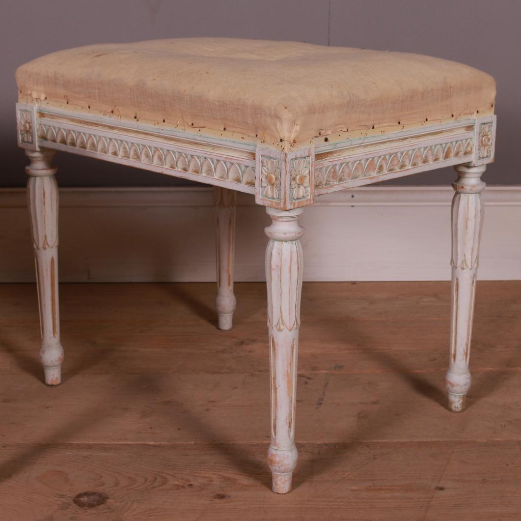 Beech Pair of Swedish Carved Stools