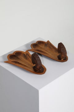 Pair of Swedish Carved Wood Wall Candle Holders by Ahrneberg, 1960s