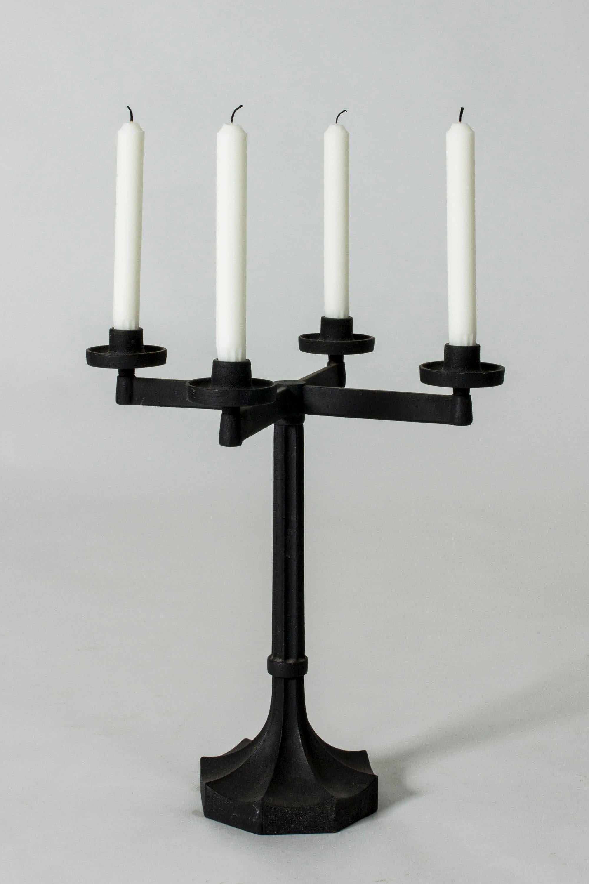 Pair of Swedish Cast Iron Candlesticks Designed by Sigurd Persson for Kockums 4