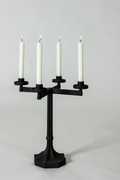 Pair of Swedish Cast Iron Candlesticks Designed by Sigurd Persson for Kockums