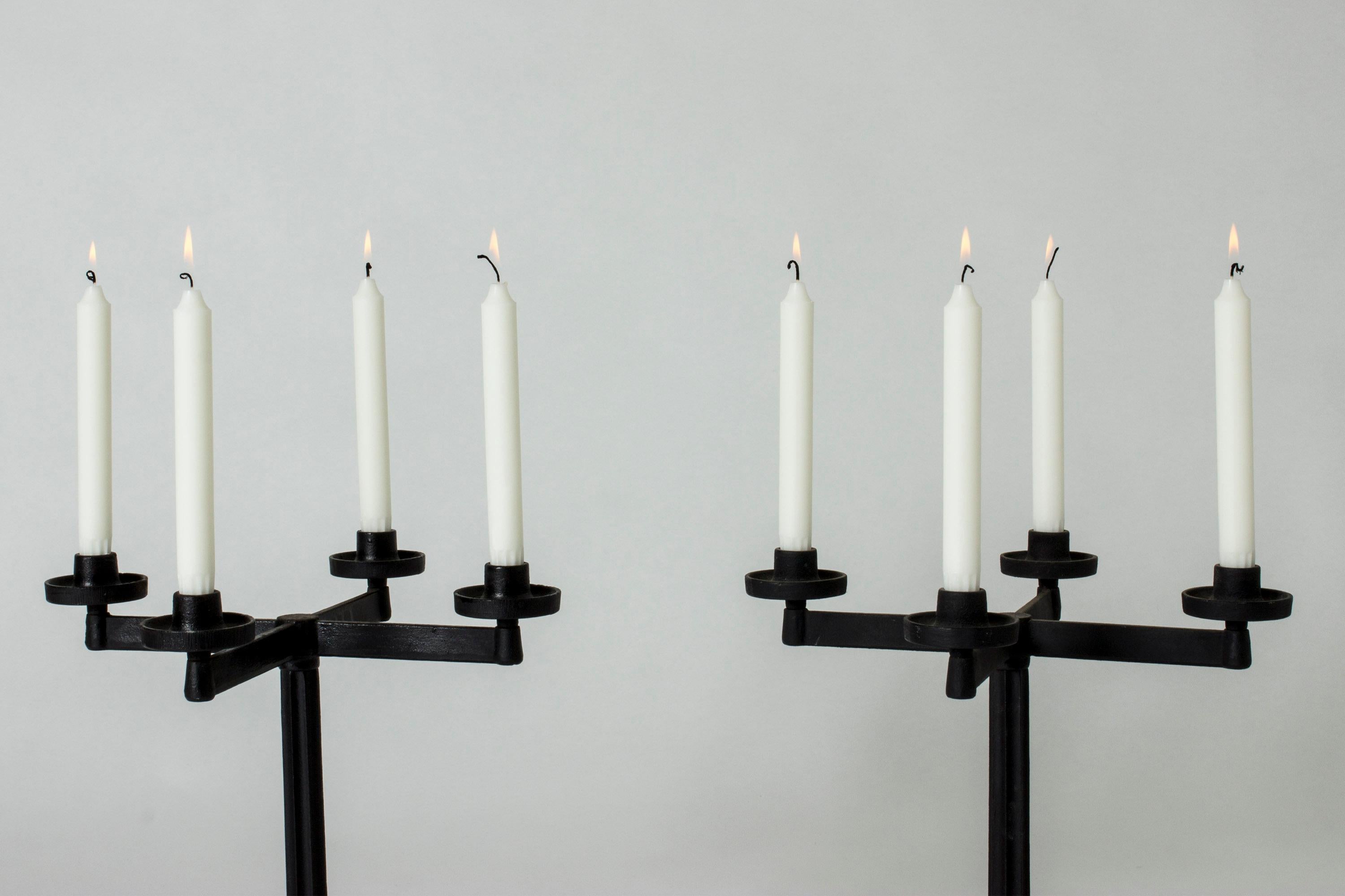Scandinavian Modern Pair of Swedish Cast Iron Candlesticks Designed by Sigurd Persson for Kockums