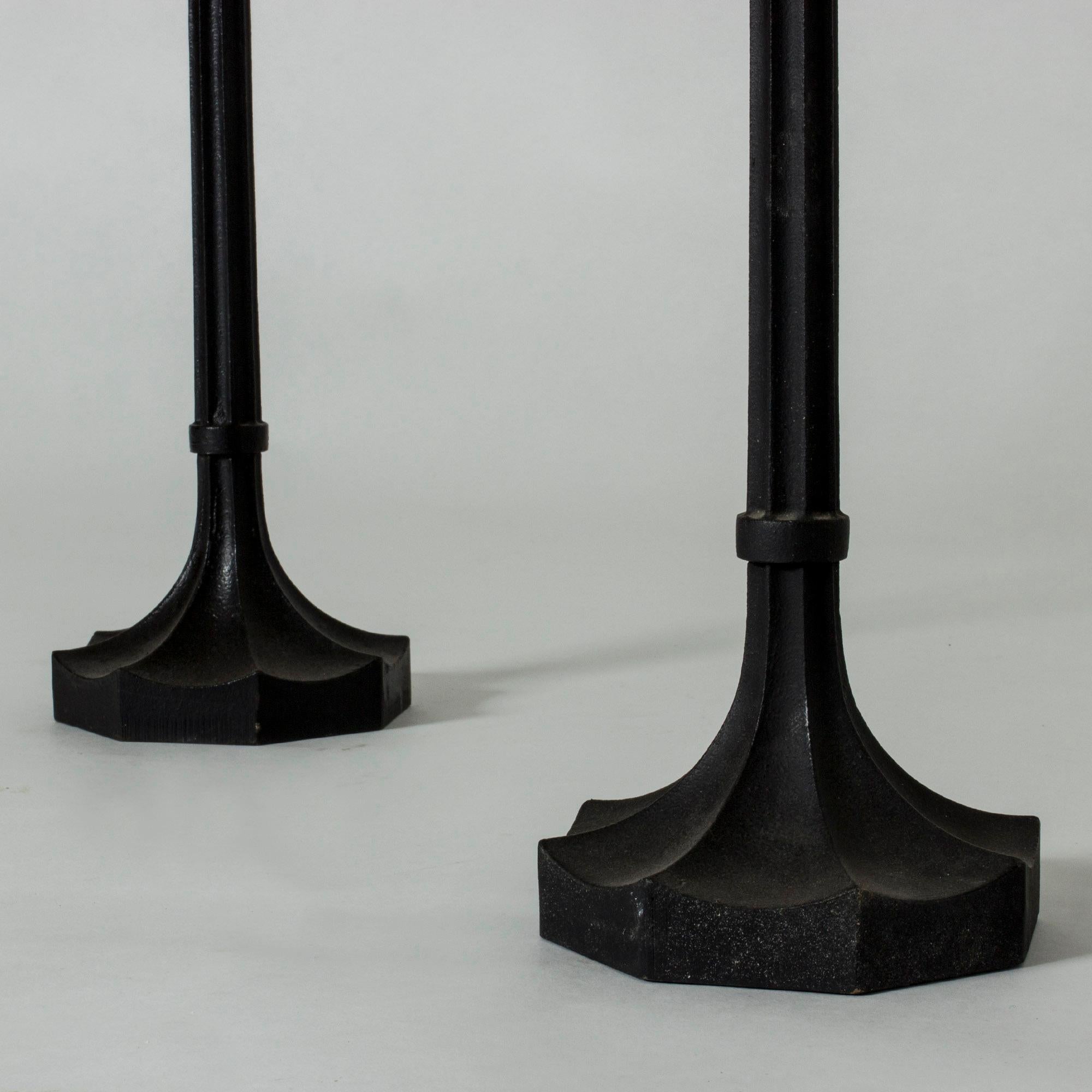 Pair of Swedish Cast Iron Candlesticks Designed by Sigurd Persson for Kockums 1