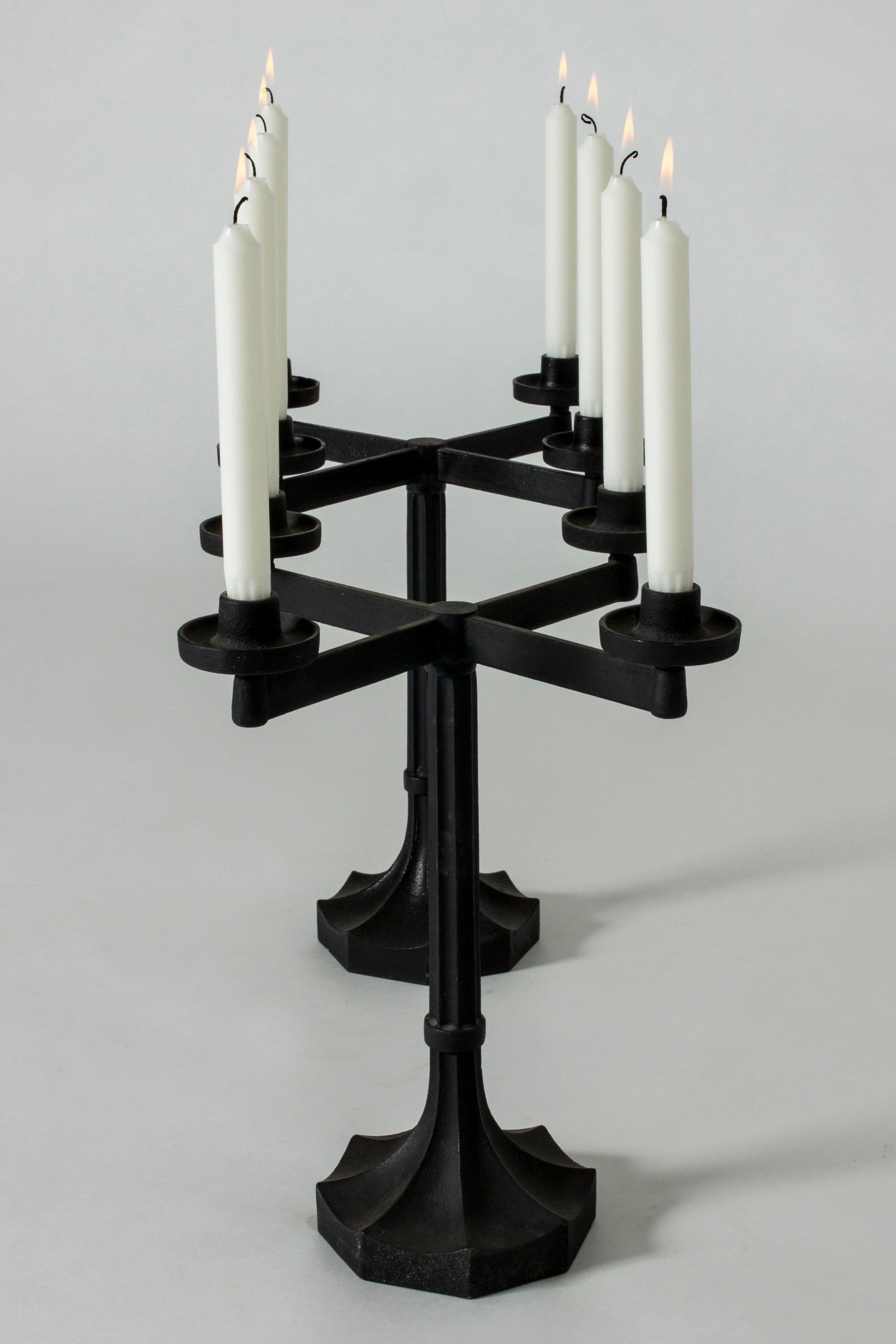 Pair of Swedish Cast Iron Candlesticks Designed by Sigurd Persson for Kockums 2
