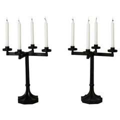 Pair of Swedish Cast Iron Candlesticks Designed by Sigurd Persson for Kockums