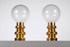 Pair of Swedish Ceramic and Glass Table Lamps, 1970s
