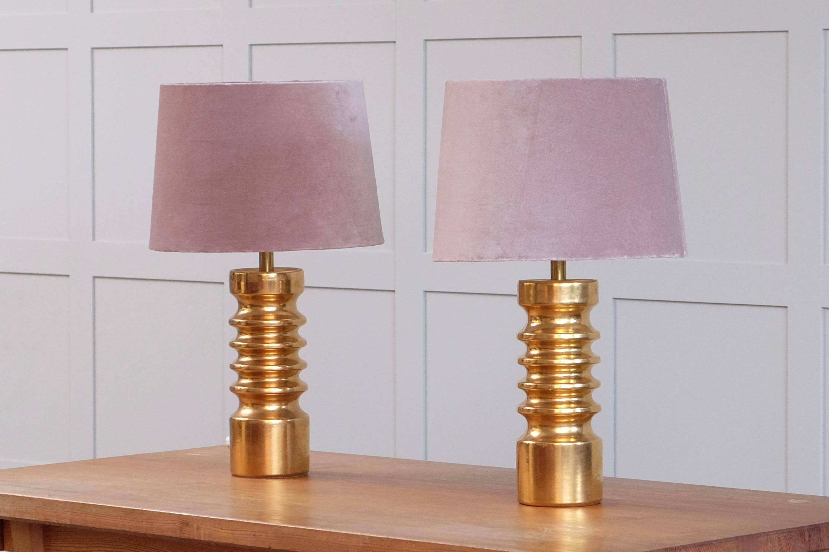 Scandinavian Modern Pair of Swedish Ceramic Table Lamps, 1970s
