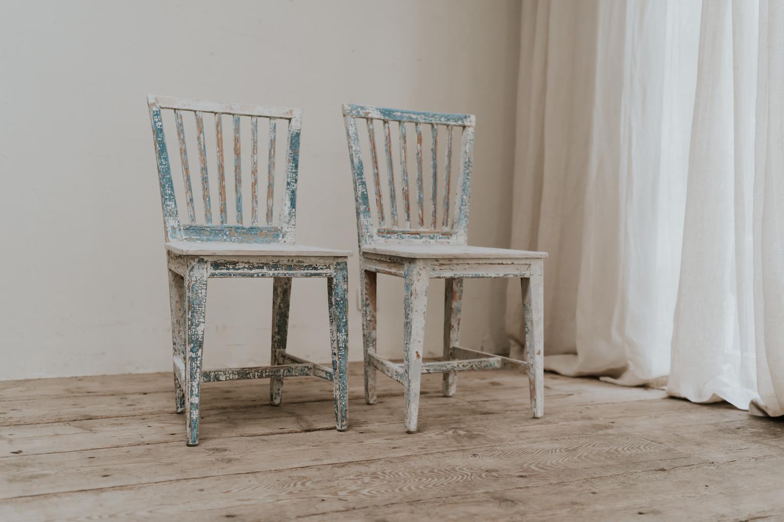 Hand-Painted Pair of Swedish Chairs