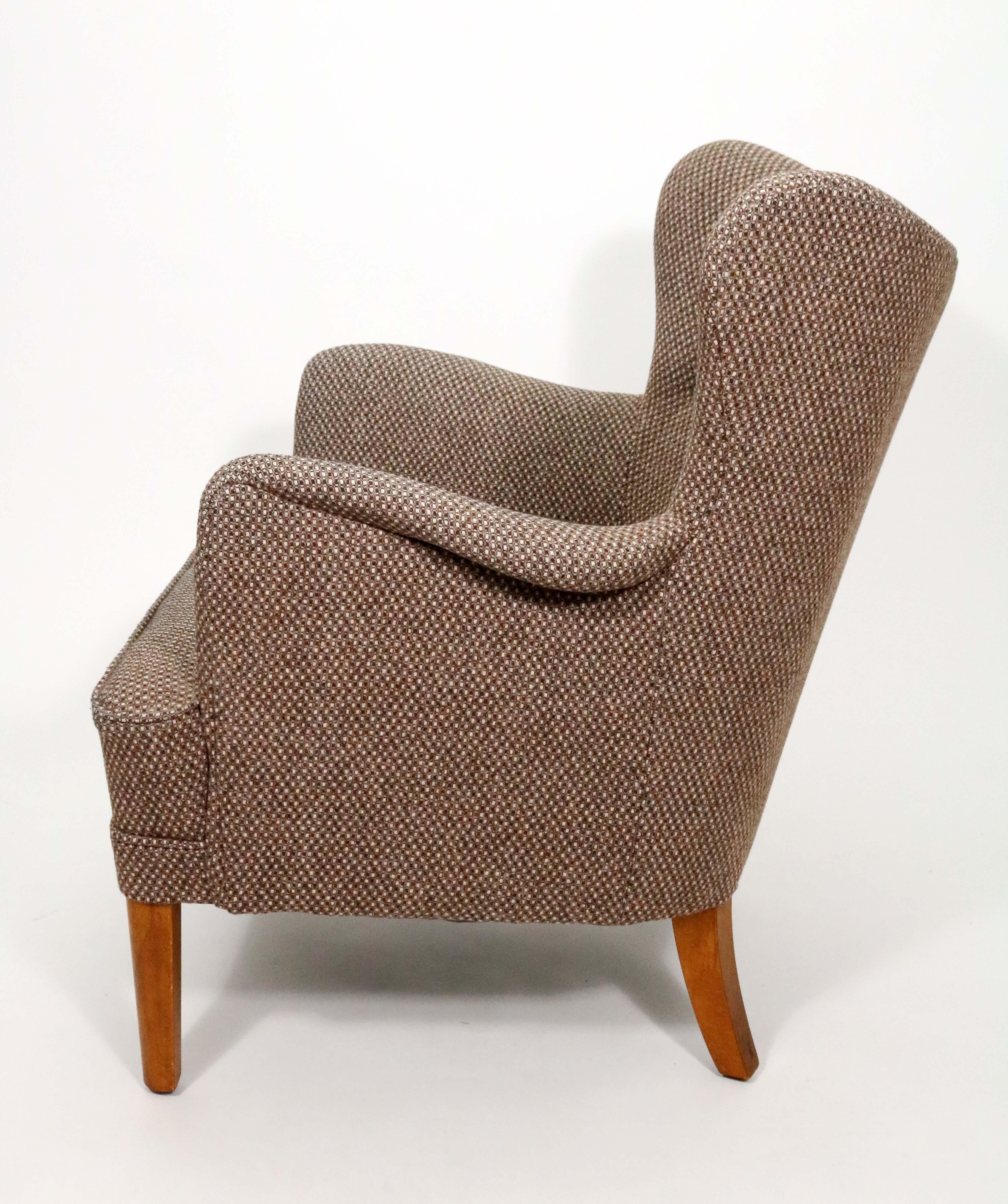 Wool Pair of Mid-Century Swedish Chairs in the Manner of Carl Malmsten