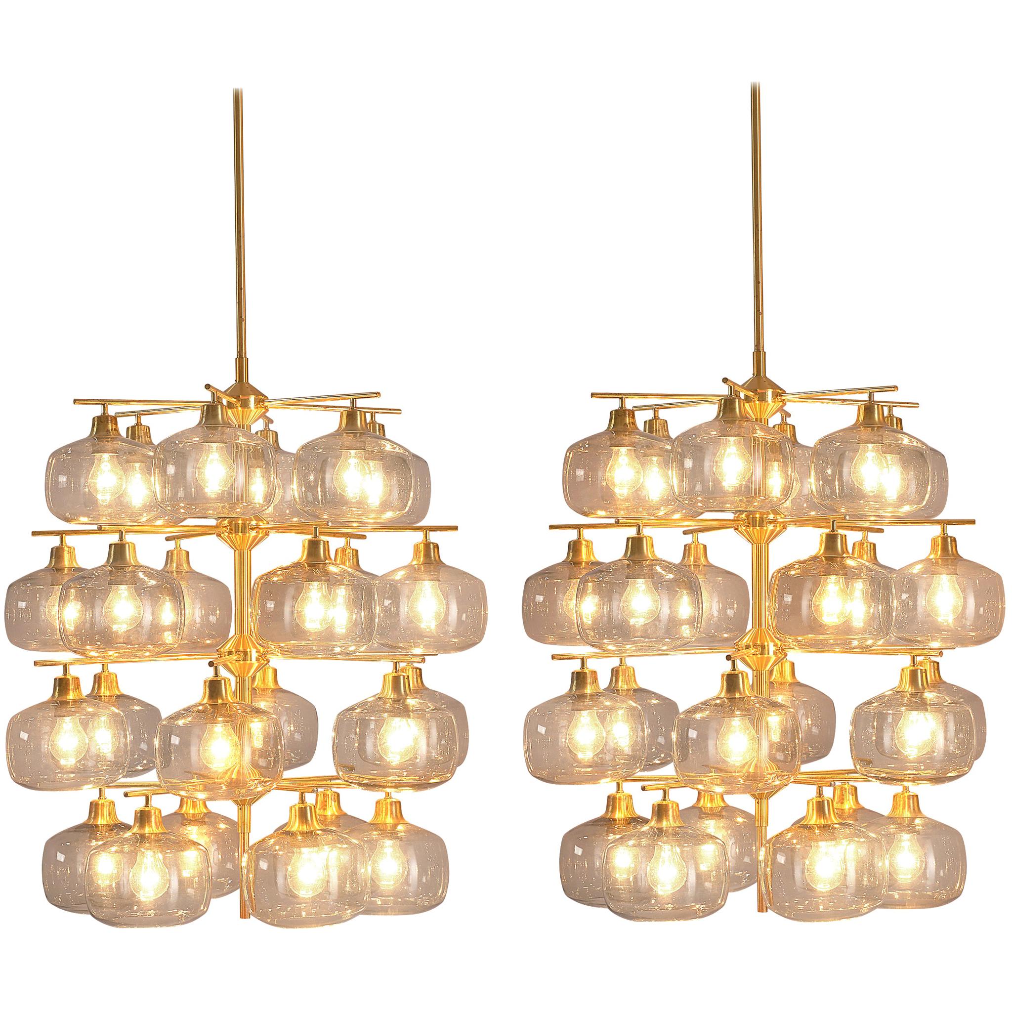 Pair of Swedish Chandeliers by Holger Johansson, 1952