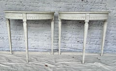 Pair Of Swedish Classical Style White Painted Console Tables