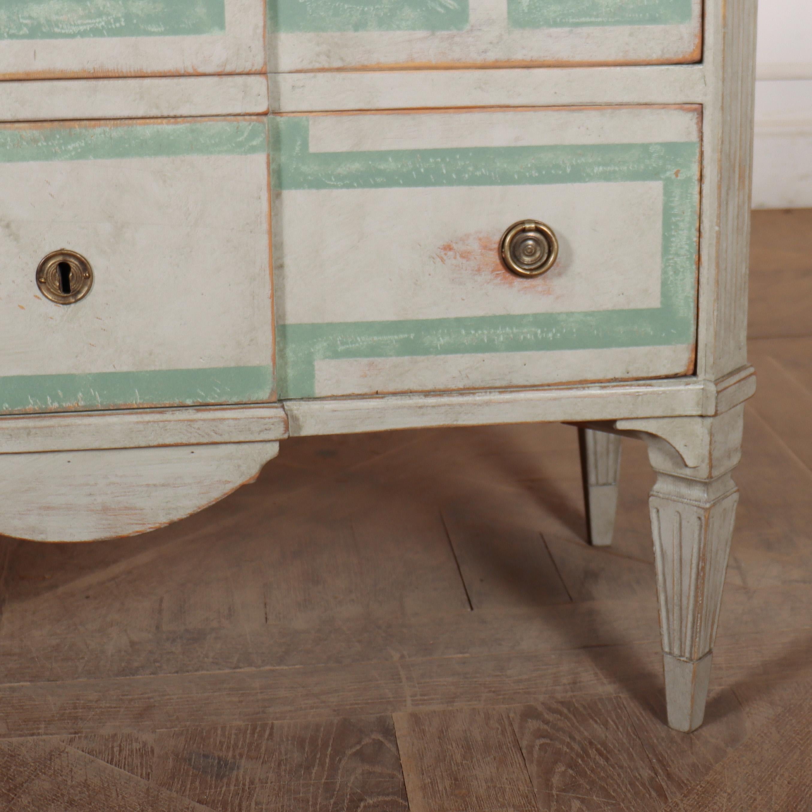 Hand-Painted Pair of Swedish Decorated Commodes For Sale