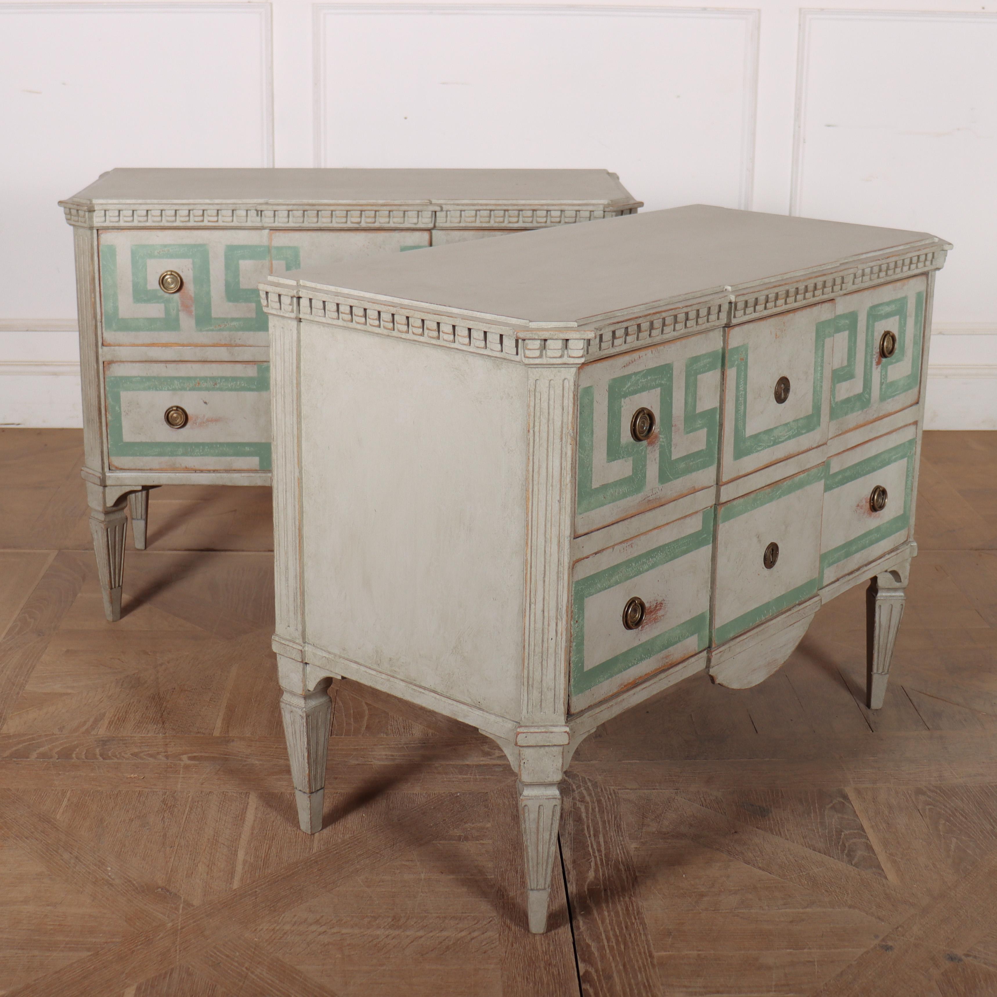 Brass Pair of Swedish Decorated Commodes For Sale