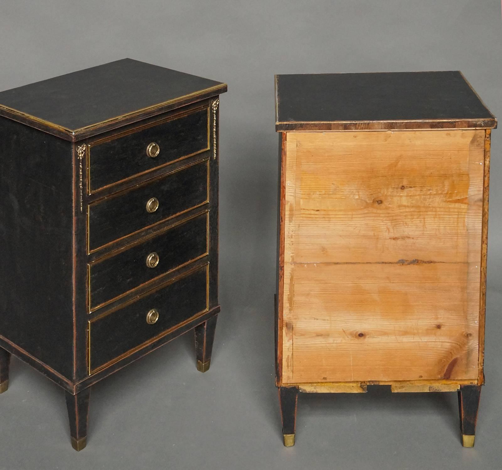 19th Century Pair of Swedish Commodes with Brass Fittings