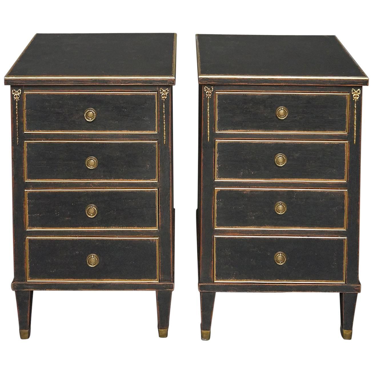 Pair of Swedish Commodes with Brass Fittings